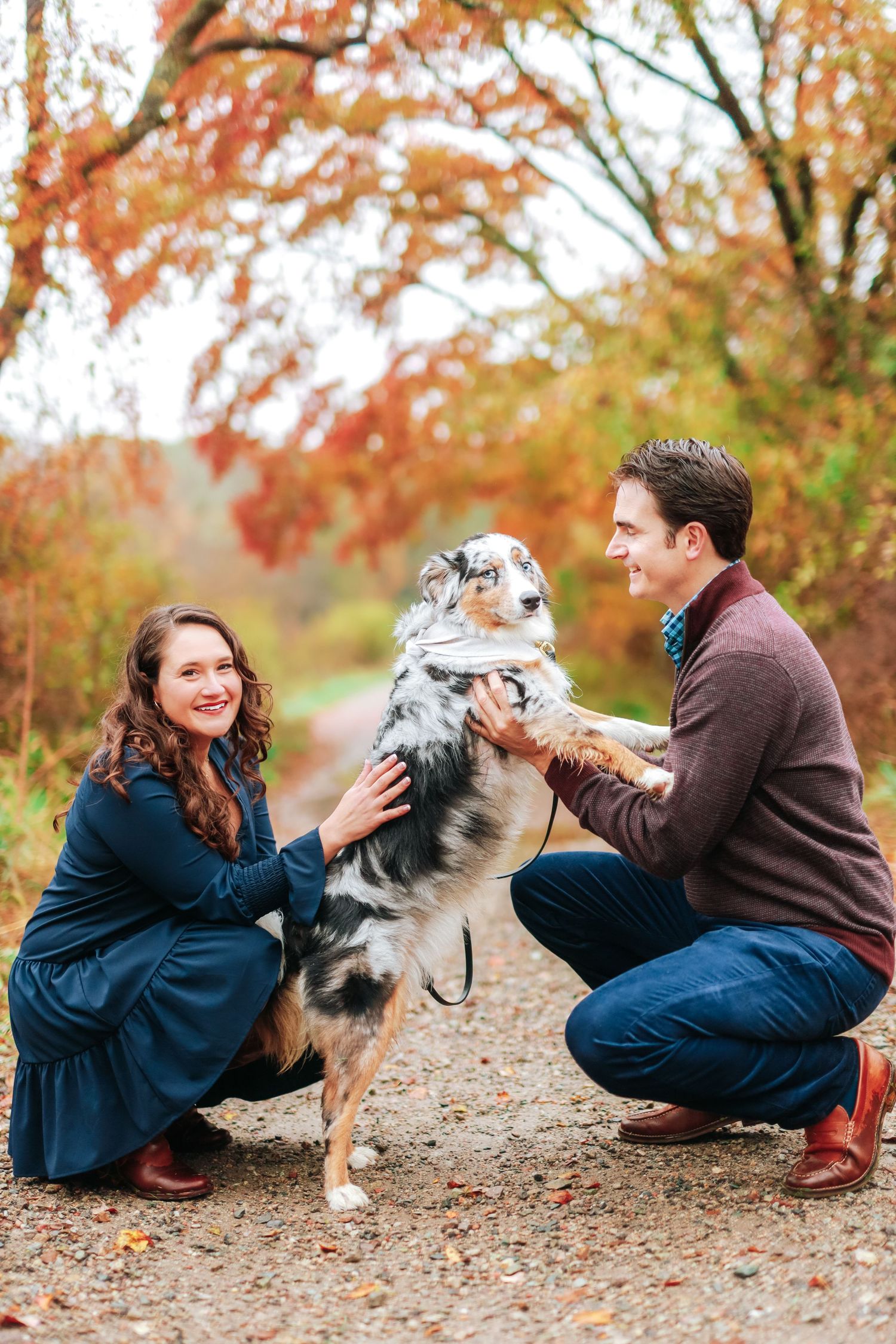 Sunset engagement couple session with a dog in Public Garden Massachusetts, captured by Grand Photo Karyna Oliinyk