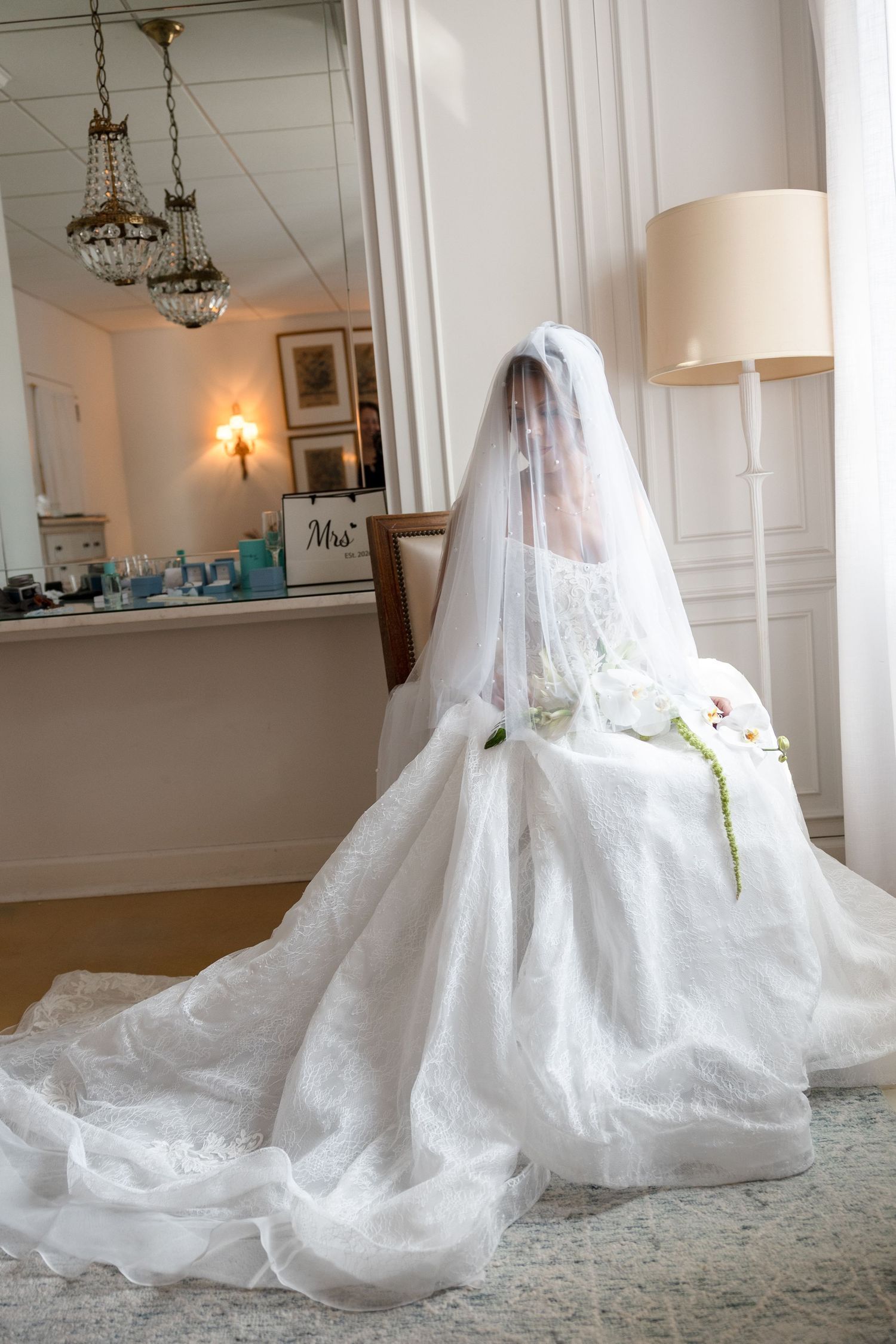 Bride Portrait under the veil at Tampa Garden Club, Florida, captured by Grand Photo by Karyna Oliinyk