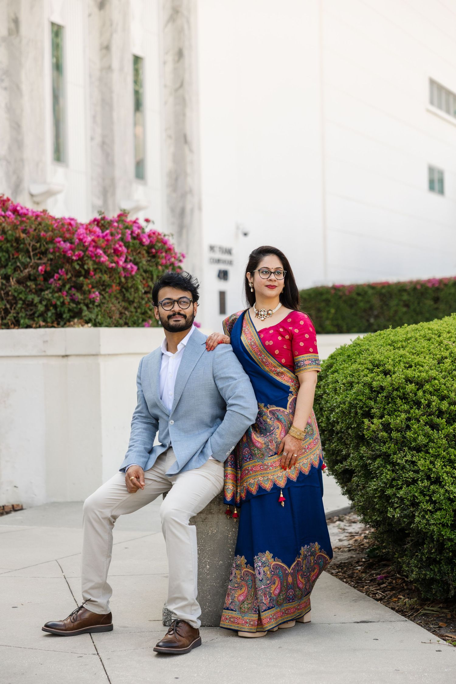 Indian bride and groom after the ceremony at Hillsborough County Courthouse Tampa, Florida, captured by Grand Photo by Karyna Oliinyk