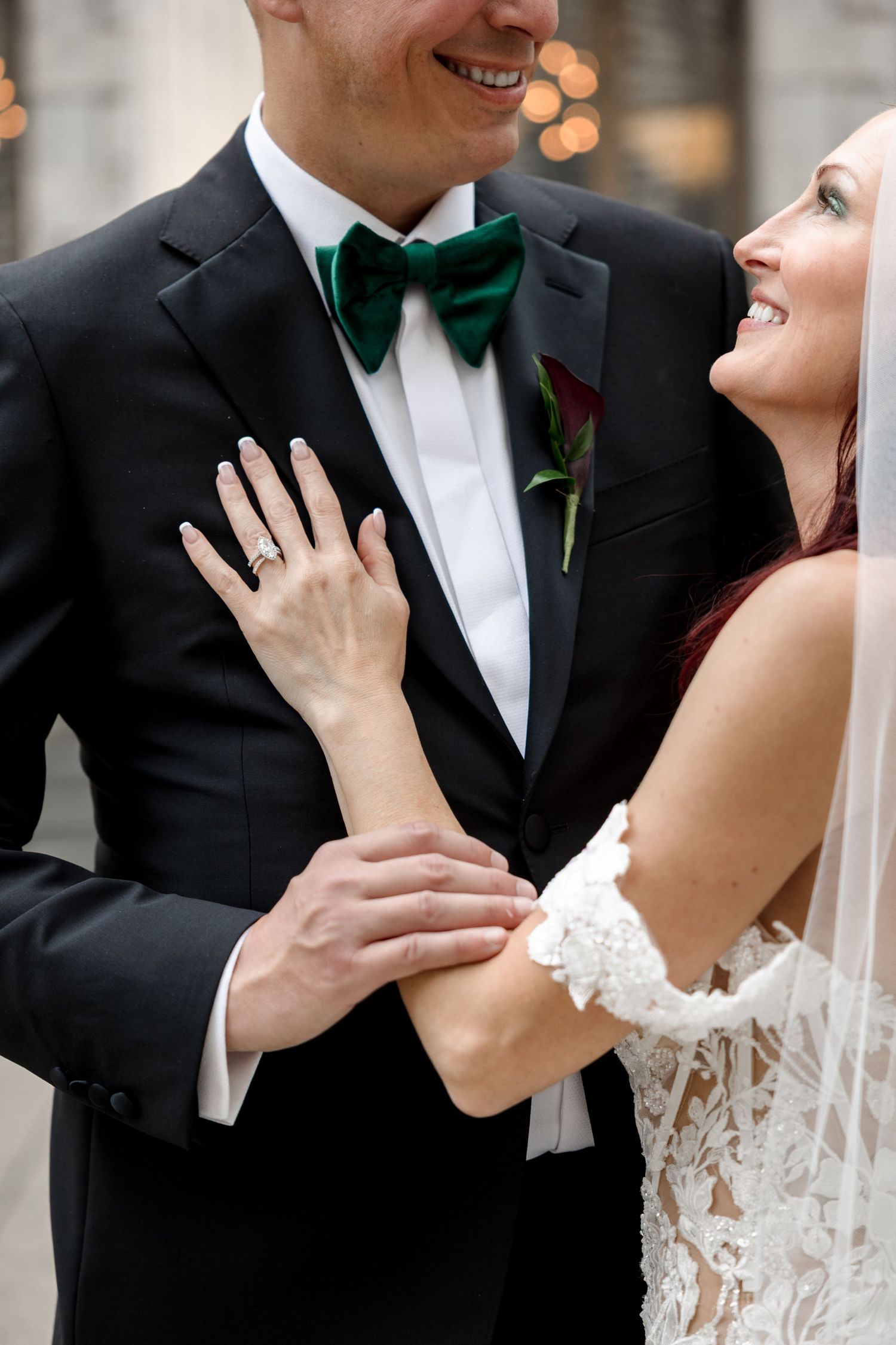 Bride and groom smiling together at wedding at Le Méridien Tampa, Florida, captured by Grand Photo by Karyna Oliinyk