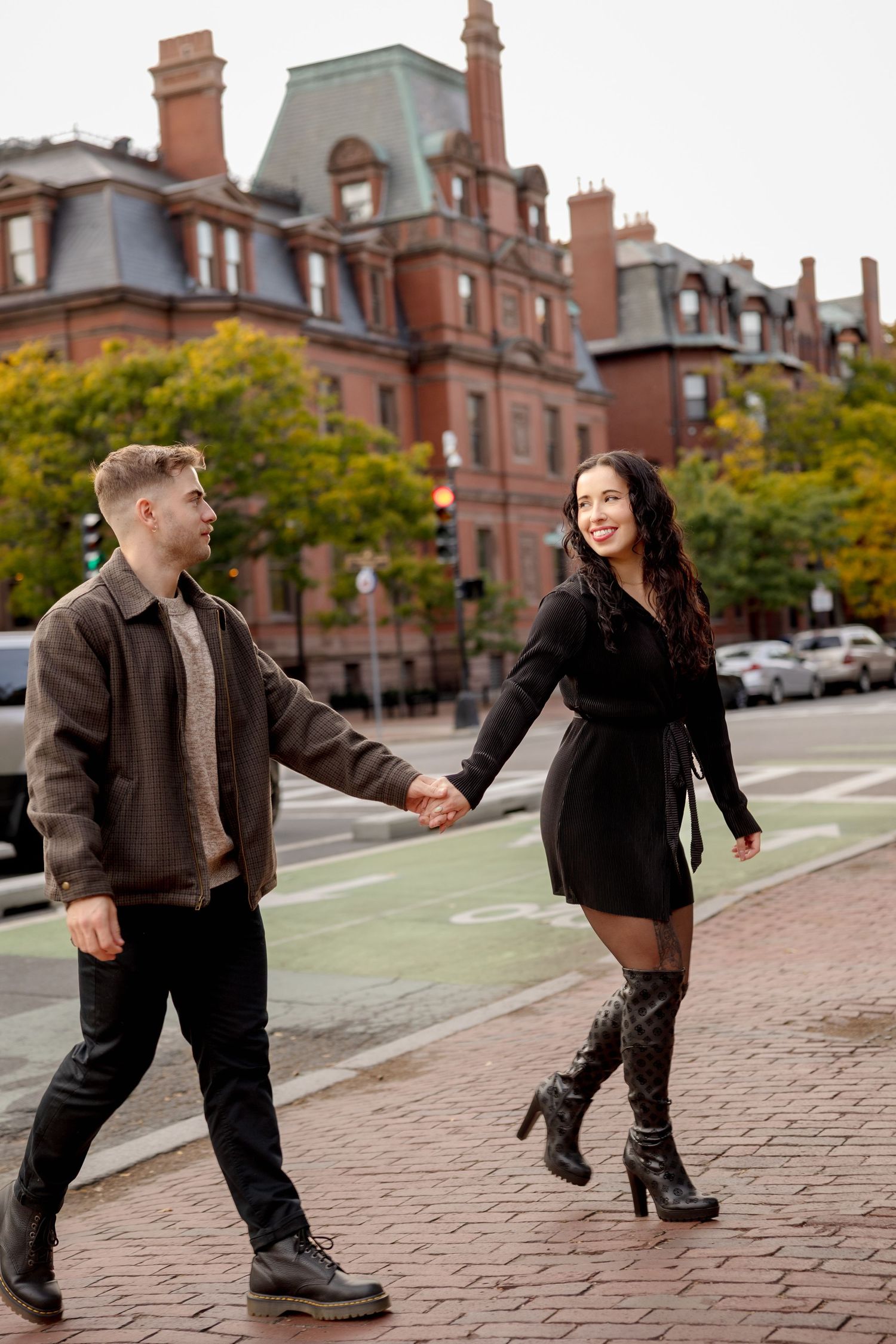 Sunset engagement couple session in Public Garden Massachusetts, captured by Grand Photo Karyna Oliinyk
