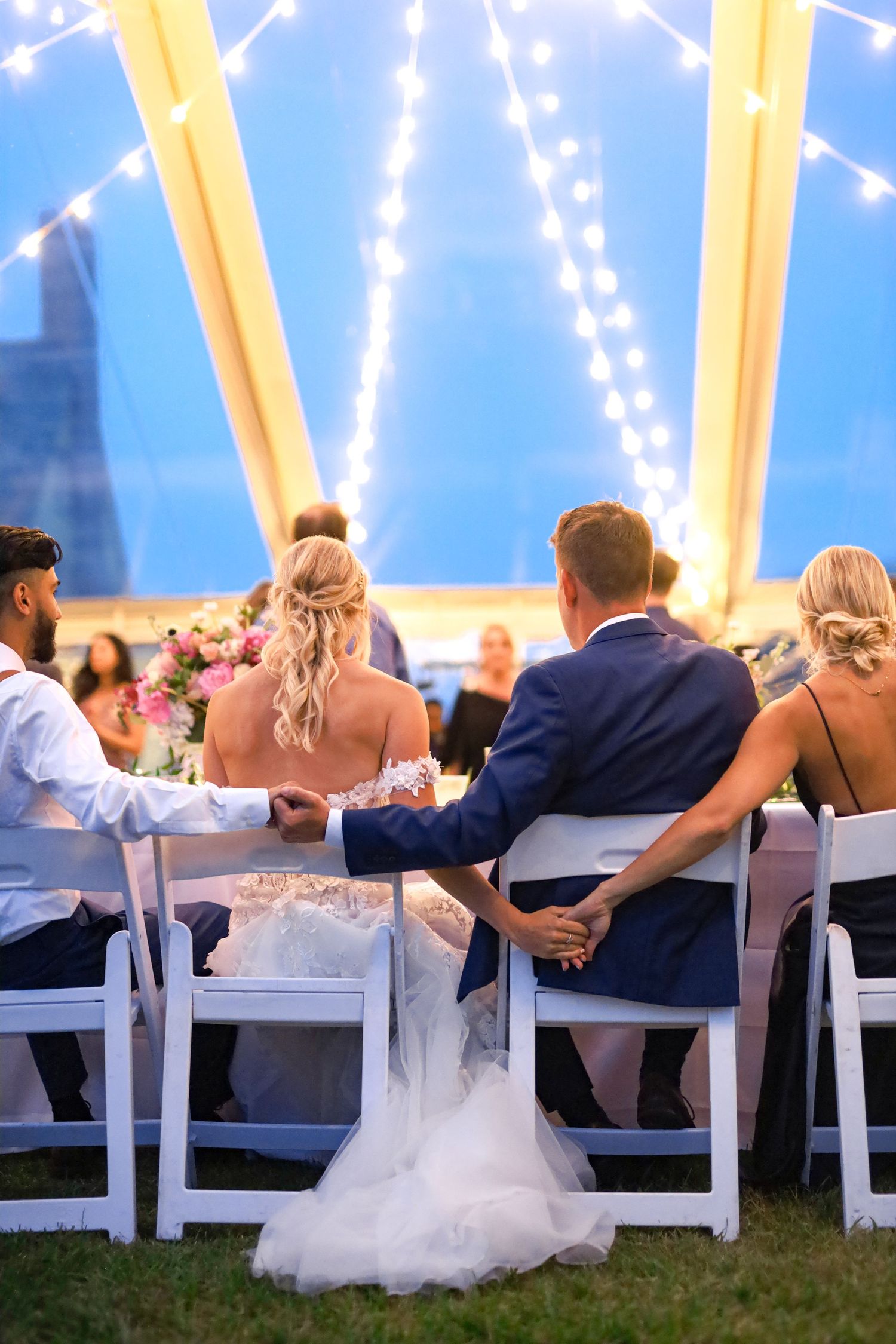 Wedding reception toast for bride and groom at Powel Crosley Estate in Sarasota, Florida, captured by Grand Photo by Karyna Oliinyk