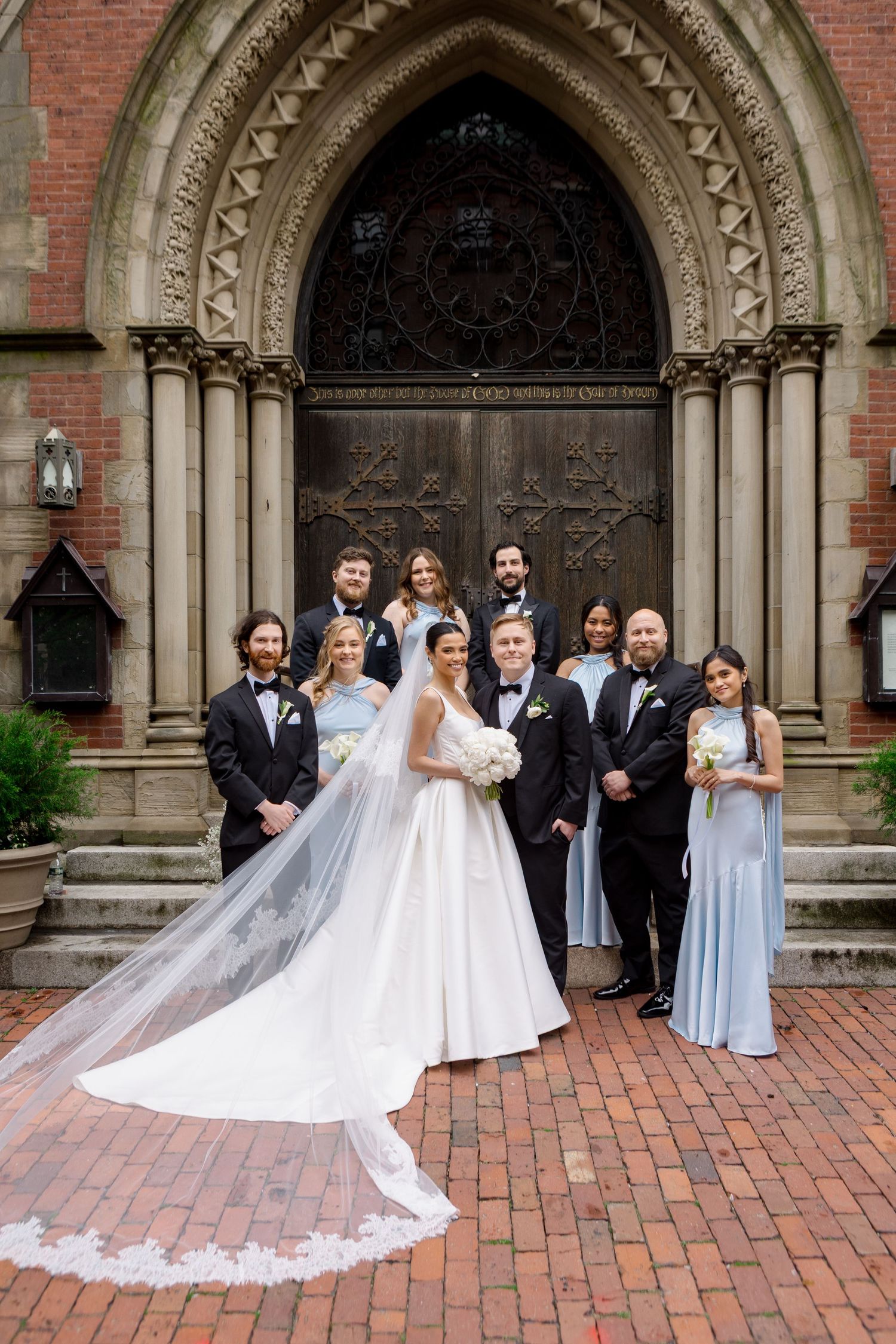 Bridal party at Sacred Heart Catholic Church in Tampa, FL, wedding photographer Grand Photo Karyna Oliinyk