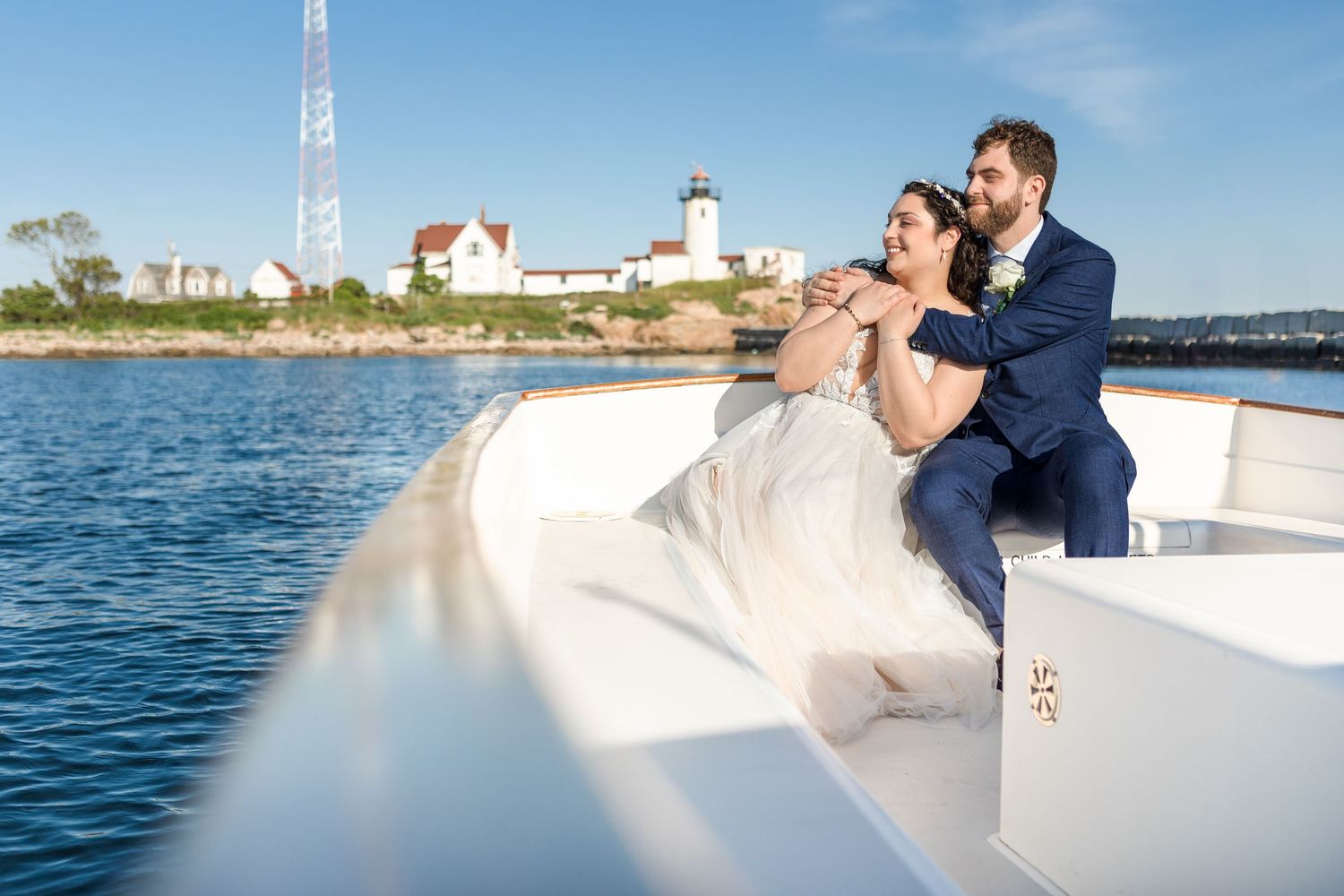 Wedding couple on the yacht in Sarasota, Florida, captured by Grand Photo