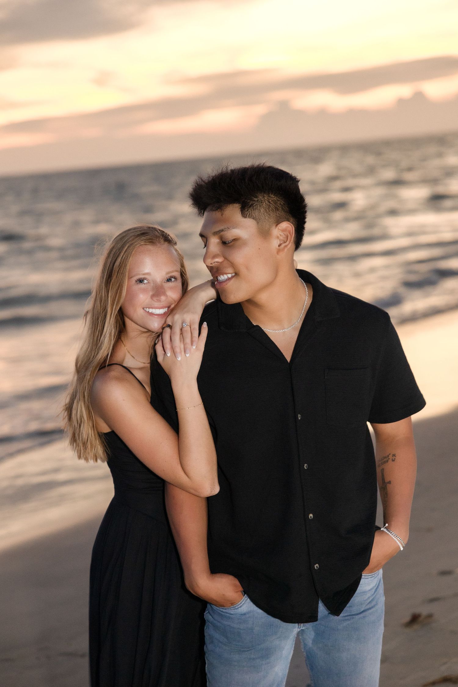 Beach sunset engagement couple session at Treasure Island Florida, captured by Grand Photo Karyna Oliinyk