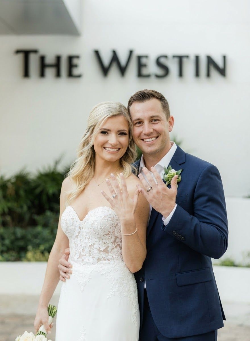 Wedding couple at The Westin Sarasota in Downtown Sarasota Florida, captured by Grand Photo