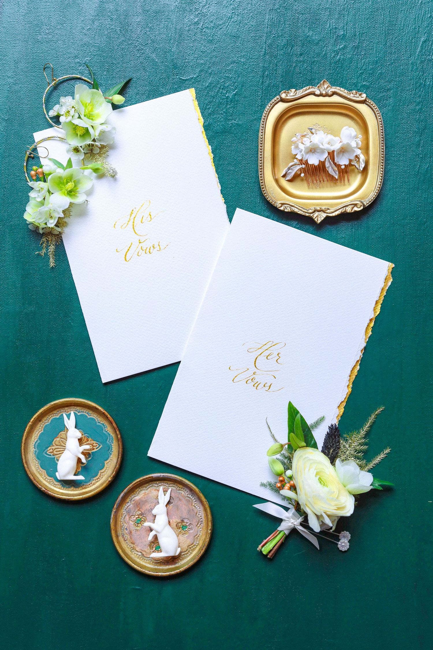 Elegant wedding stationery with gold calligraphy at Marie Selby Botanical Gardens in Sarasota, Florida, captured by Grand Photo