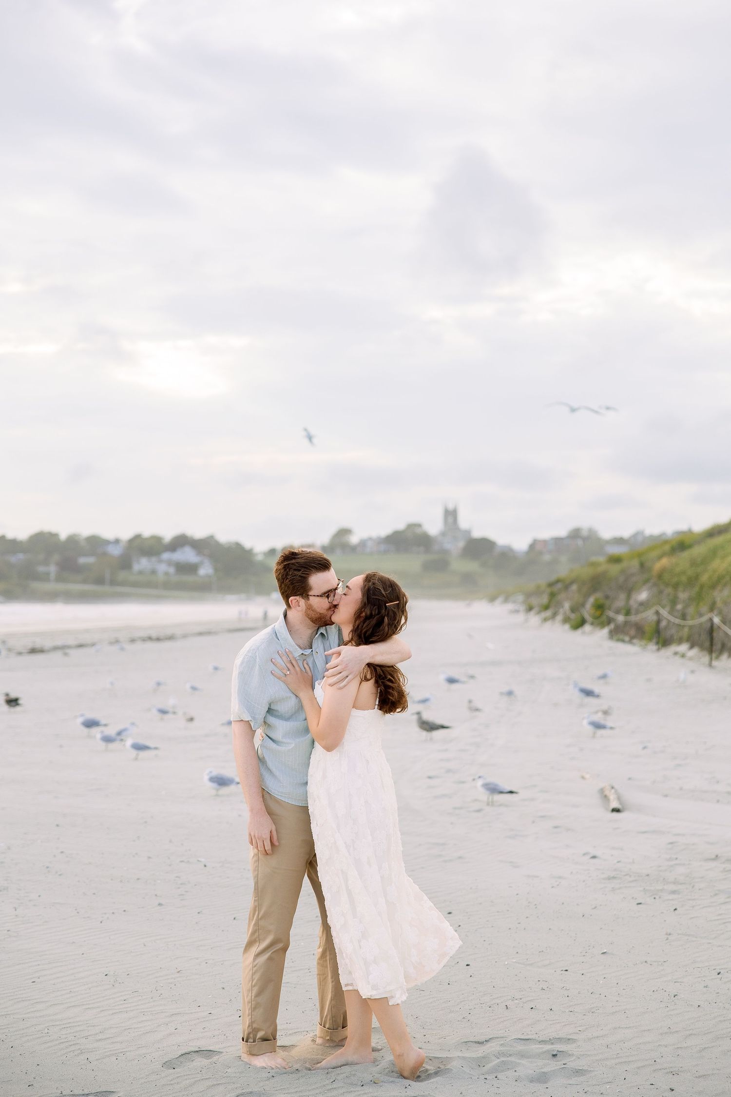 Sunset beach engagement couple session Cape Cod Massachusetts, captured by Grand Photo Karyna Oliinyk
