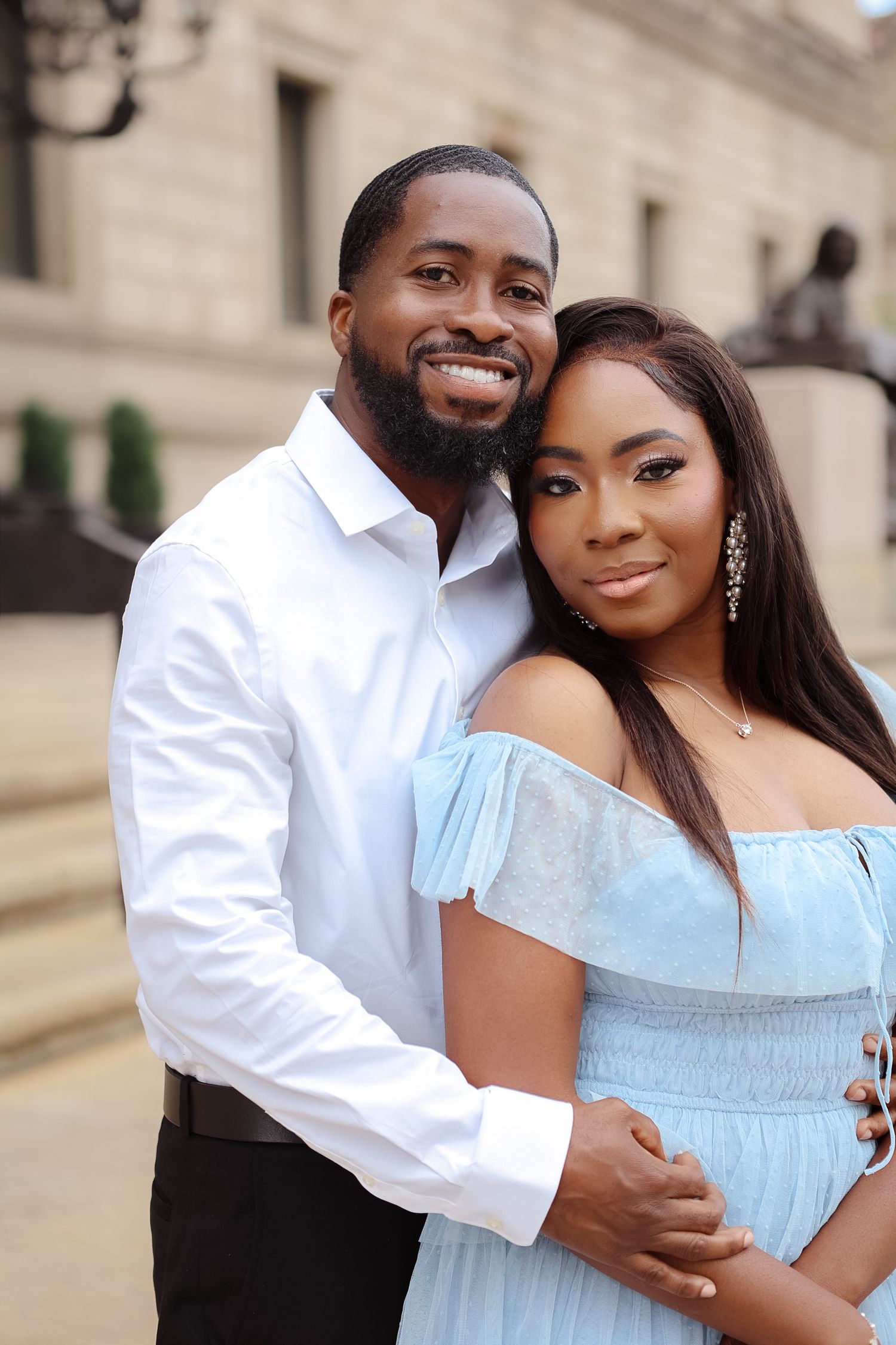 Engagement black couple session in Boston Public Library Massachusetts, captured by Grand Photo Karyna Oliinyk