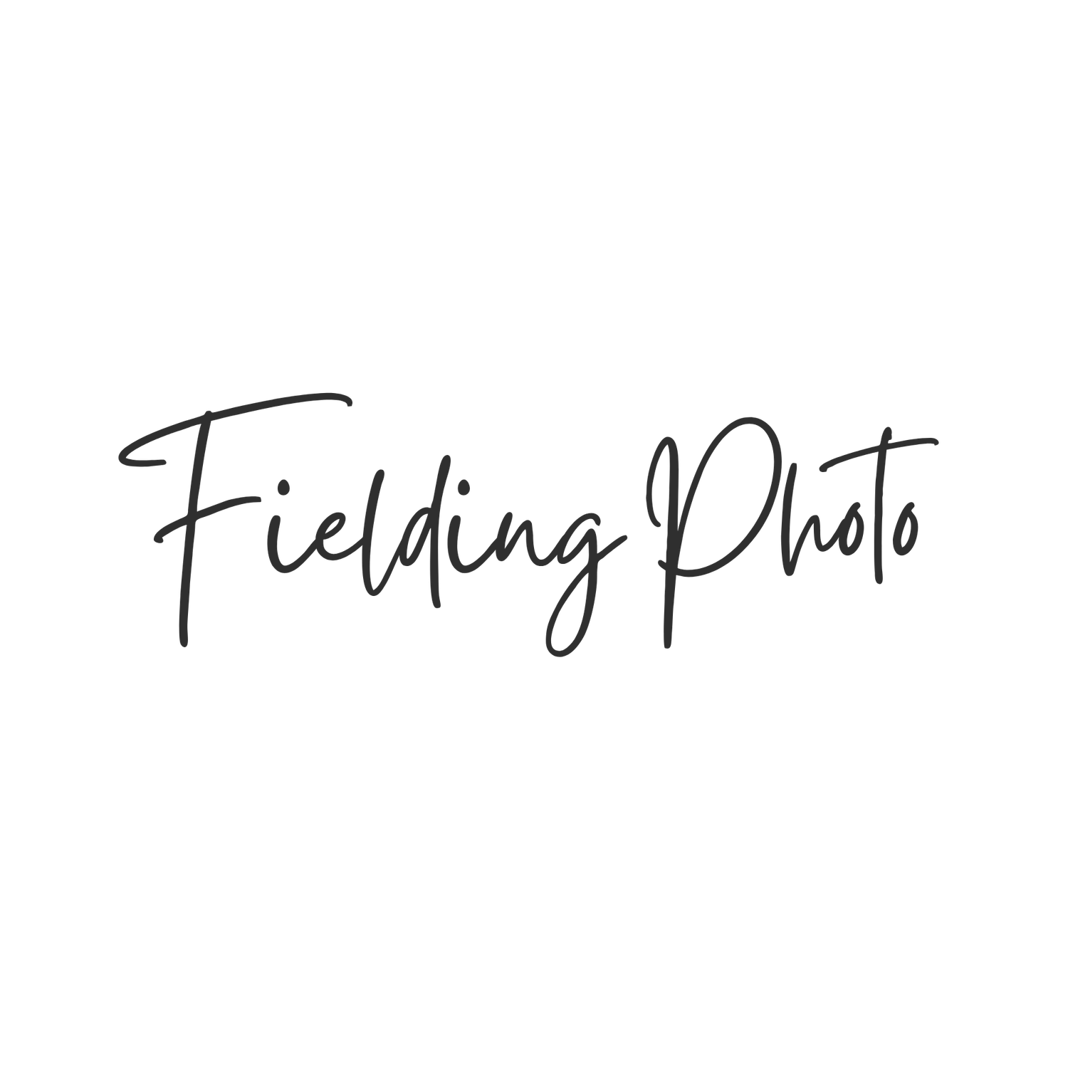 Fielding Photo elegant handwritten script logo in dark gray on white background.