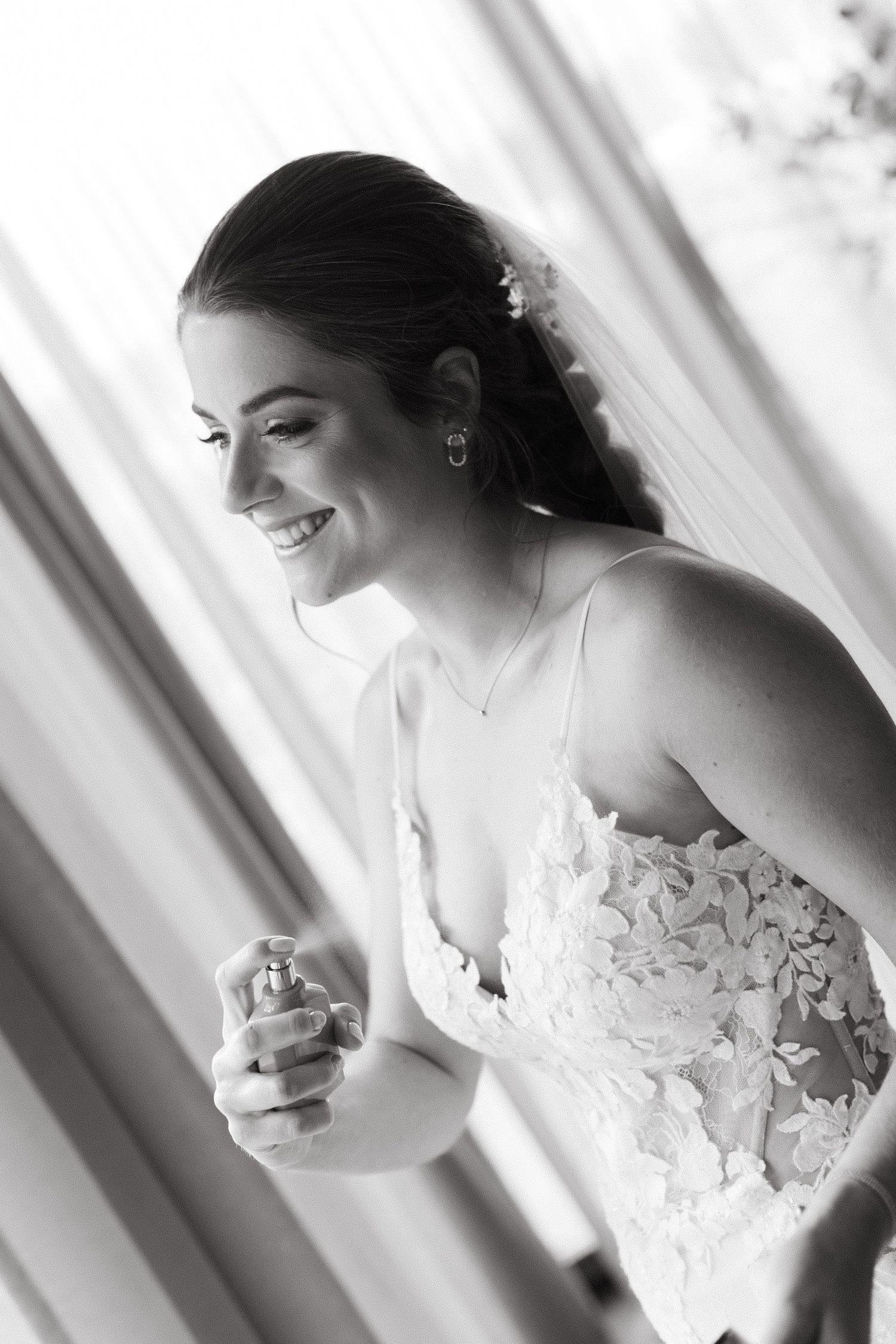 Elegant wedding preparation scene with delicate lace details and soft lighting.
