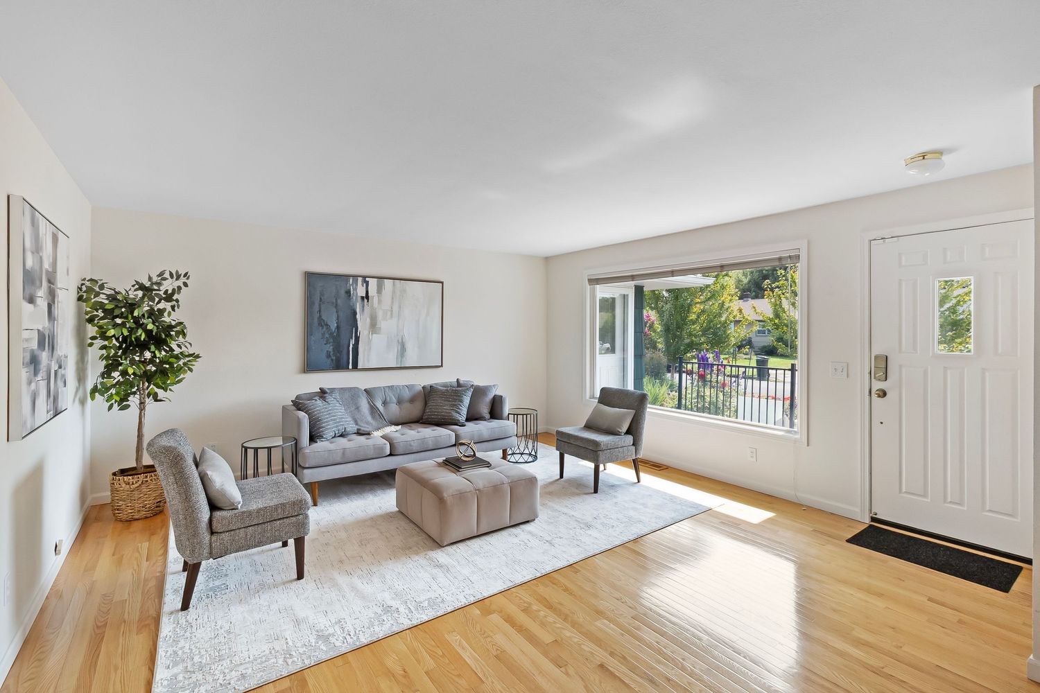 Commercial interior photography for hospitality and real estate spaces featuring clean, modern living area
