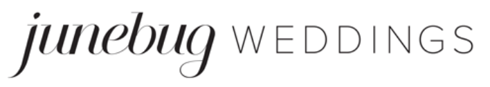 Minimalist wedding typography logo design in black text.