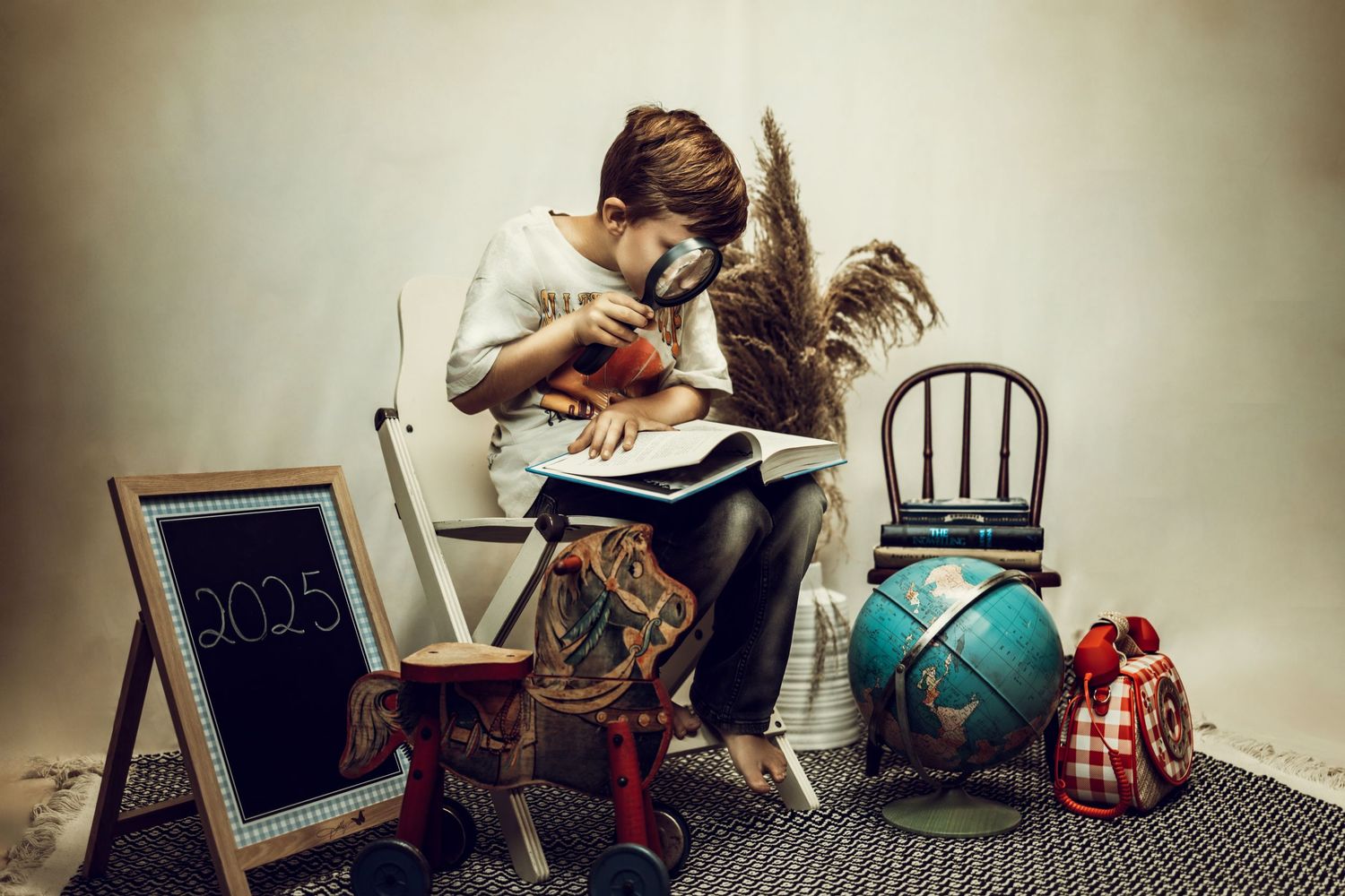 Artistic sequence capturing motion and movement in a vintage-styled interior setting.