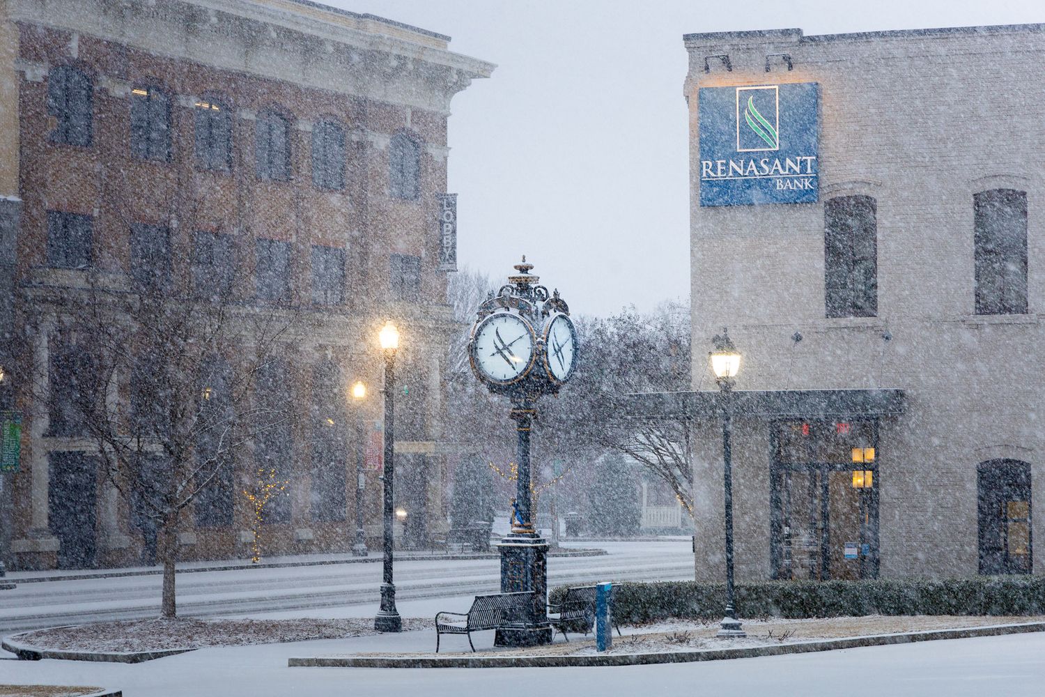 downtown Winder in the snow