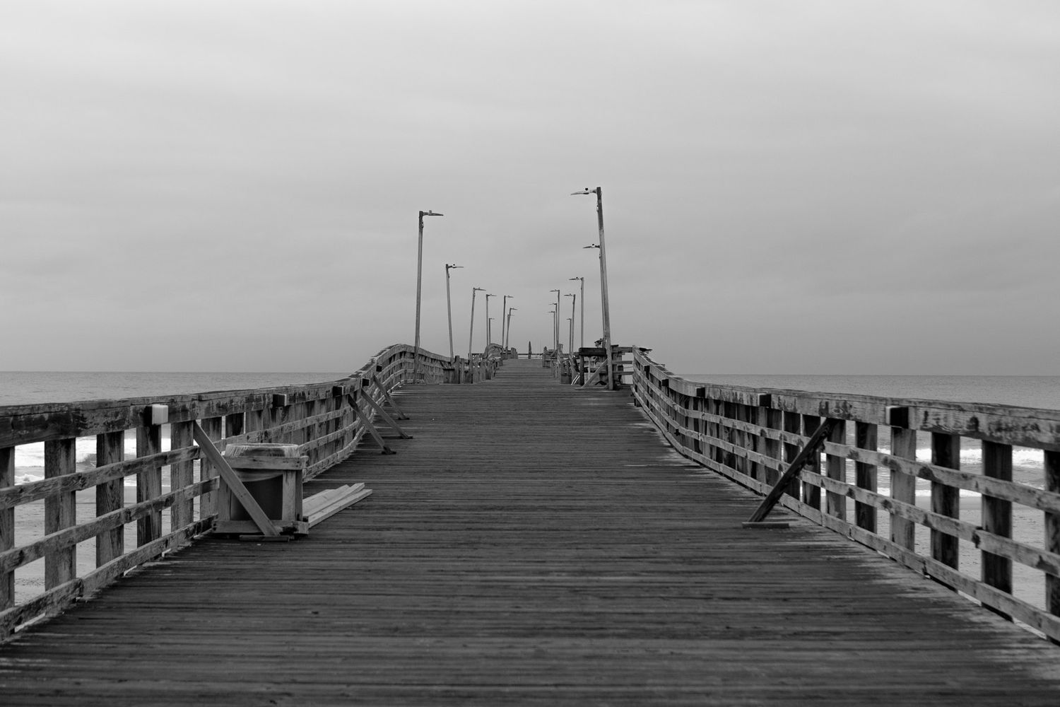 black and white photo of a old dock