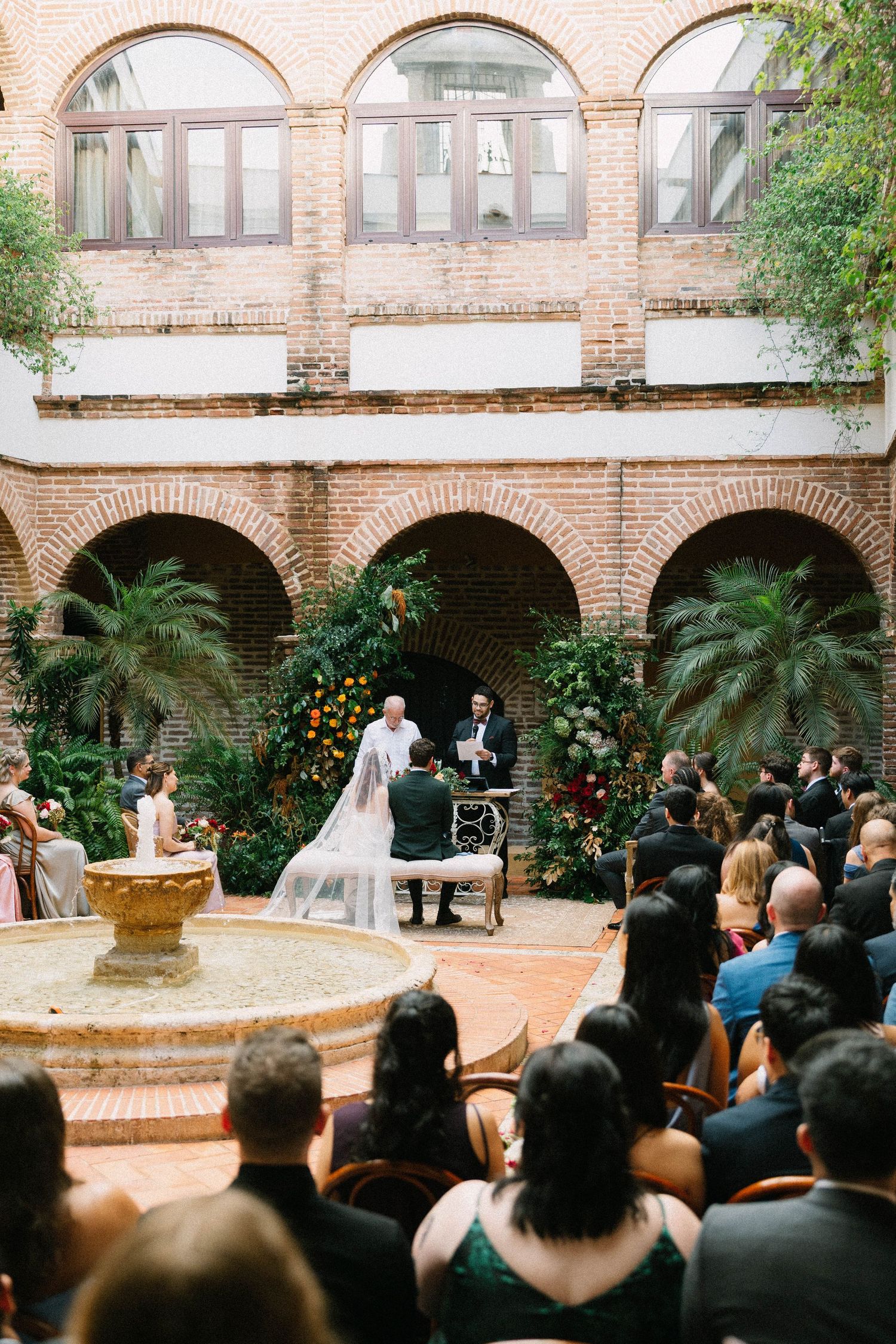 Bride and groom during their wedding in Zona Colonial Santo Domingo