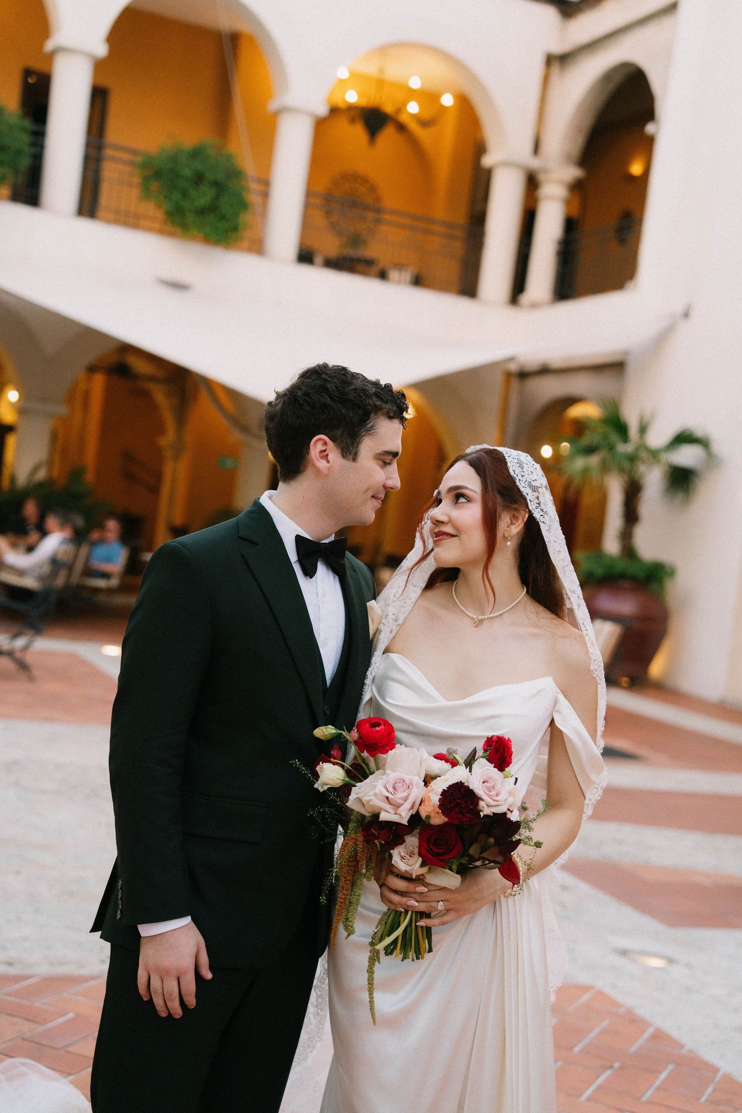 Bride and groom during their wedding in Zona Colonial Santo Domingo