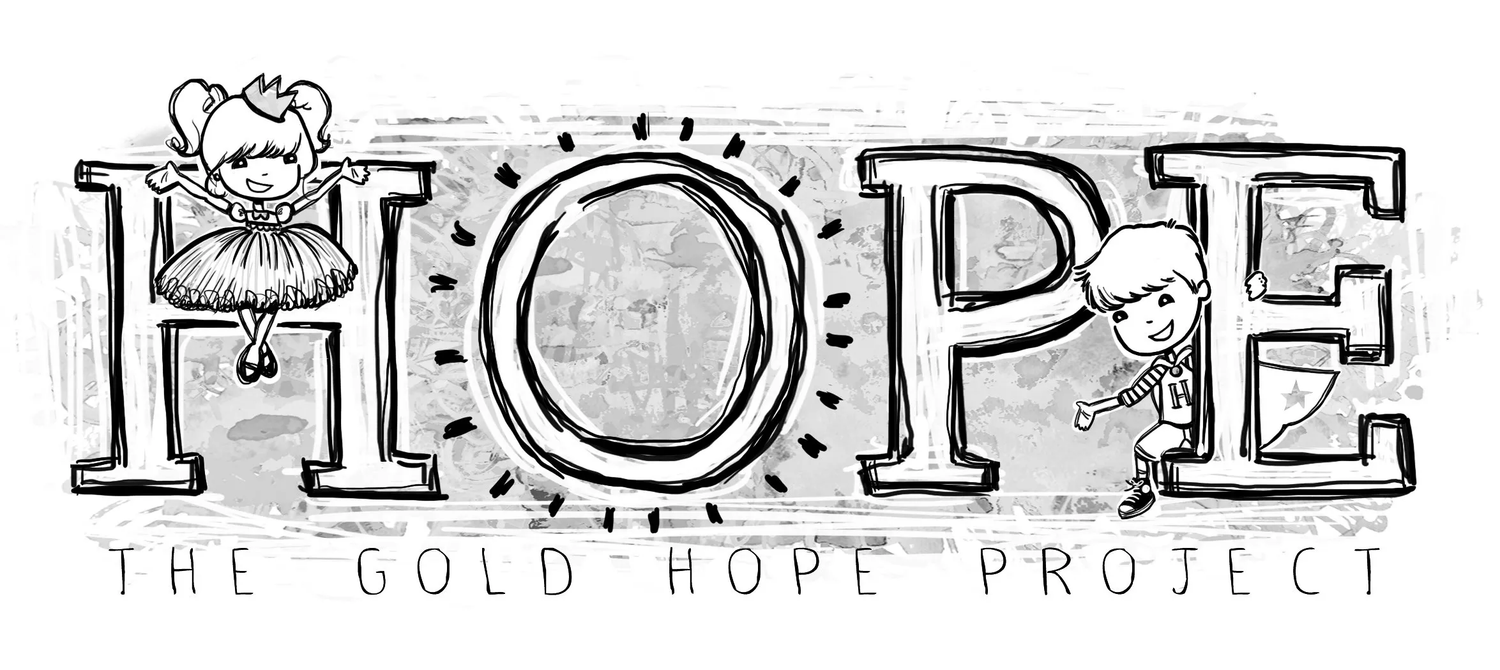 Hand-drawn black and white logo design for The Gold Hope Project with decorative lettering.