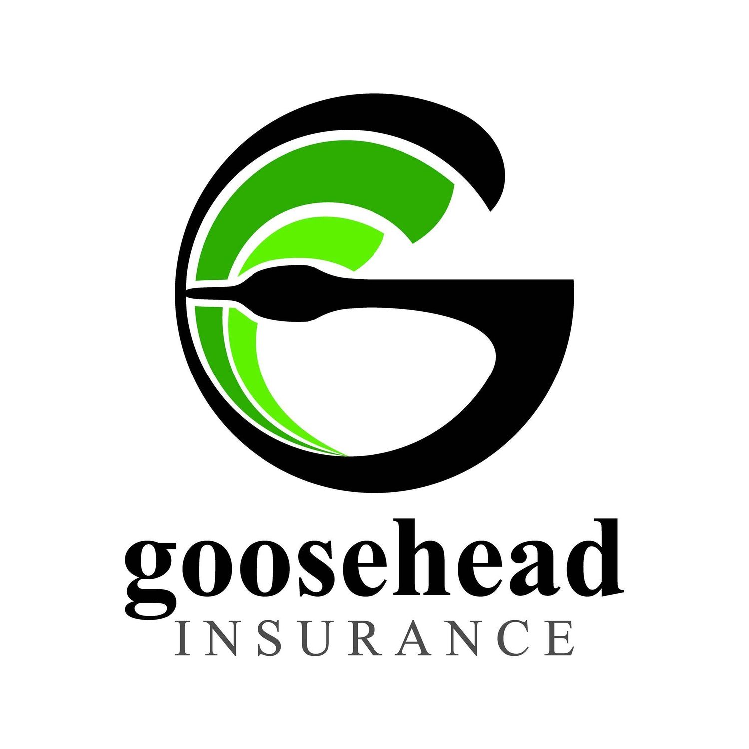 Green and black Goosehead Insurance company logo with stylized G letter design.