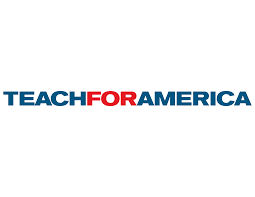 A blue and red Teach For America logo appears on a white background.