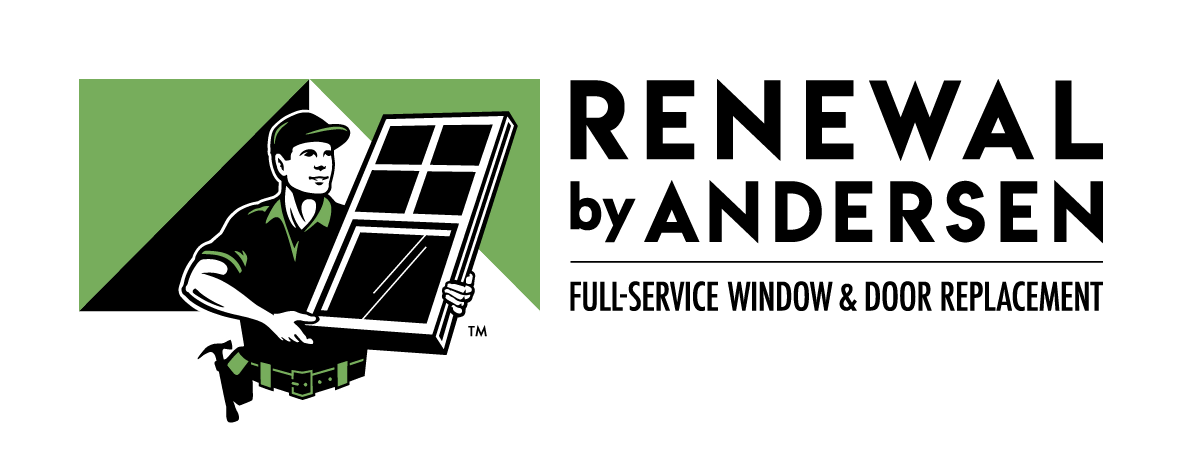 Logo for Renewal by Andersen window and door replacement company featuring a house icon.
