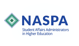 Three professional organization logos for NASPA and student affairs administrators in higher education displayed horizontally.