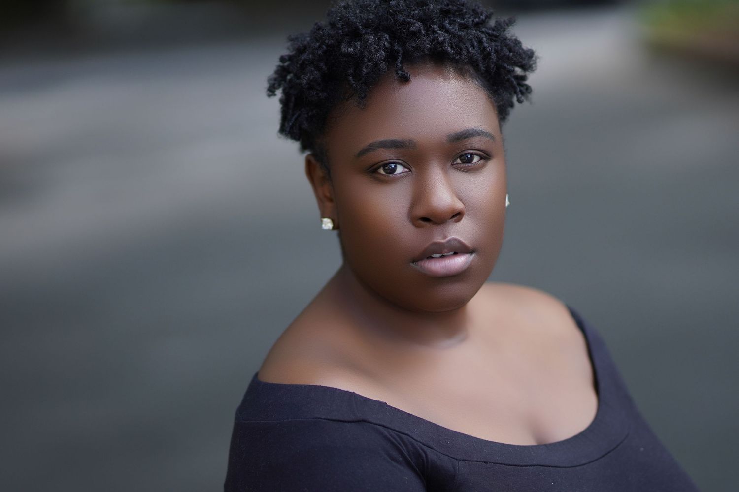 Artistic portrait series against a neutral background showcasing elegant hairstyles and expressions.