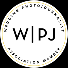 Collection of circular professional photography association membership logos and badges arranged in a row.