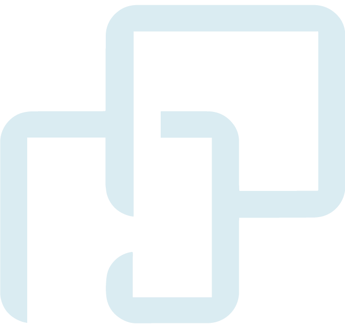 Two overlapping square icons in light blue, representing a copy or duplicate function for UI design.