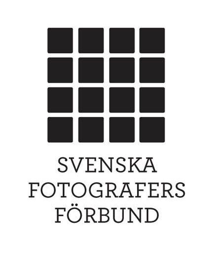 Svenska Fotografers Forbund logo featuring a 4x4 grid of black squares with organization name.