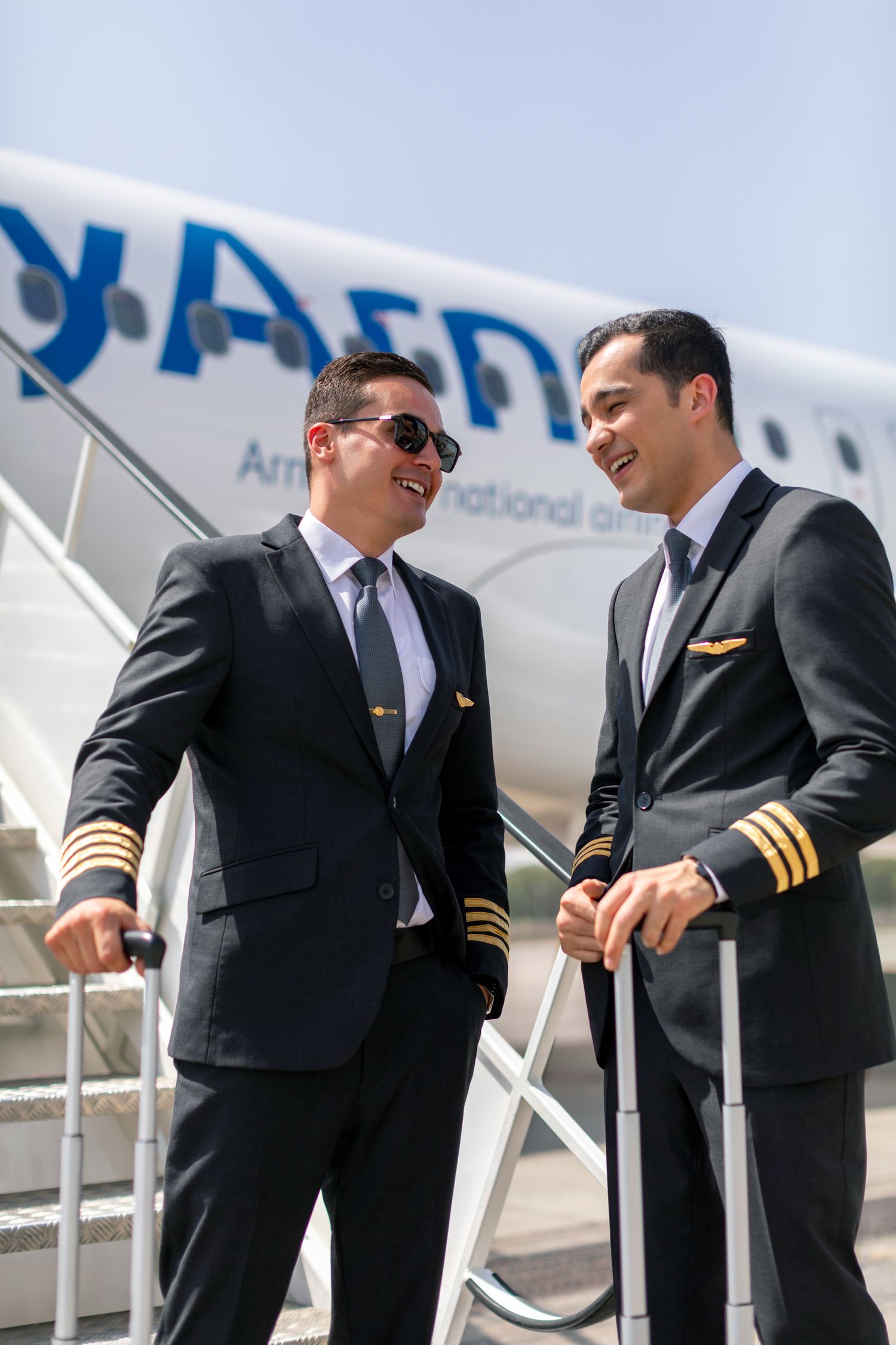 Airline pilots photography showcasing aviation leadership for branded airline content.