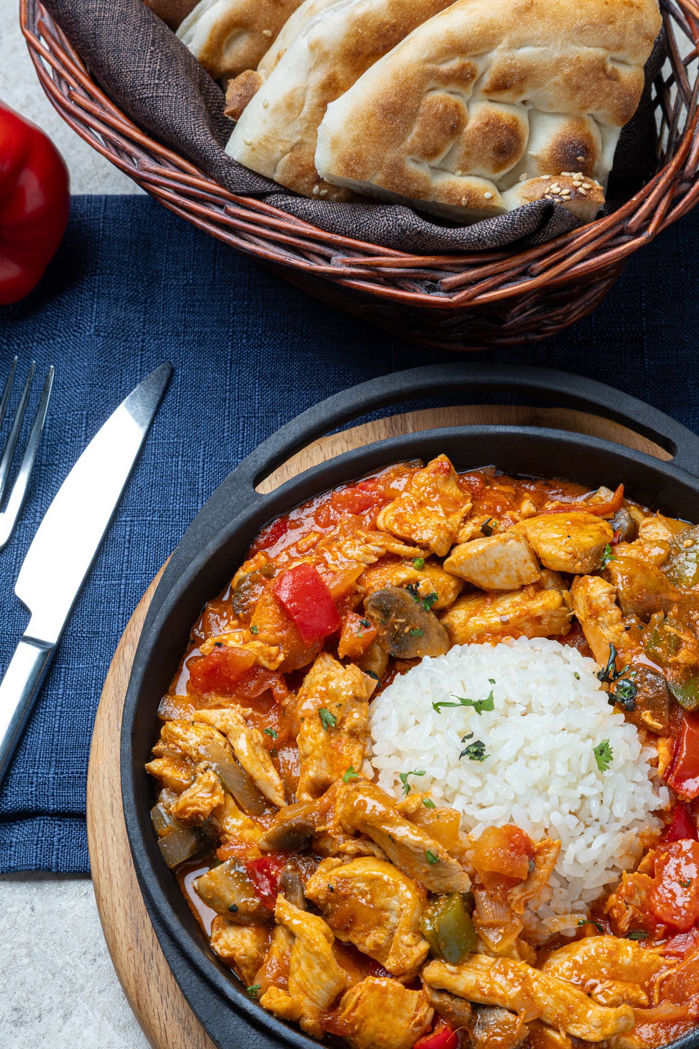 Professional restaurant photography of a traditional Turkish meal.