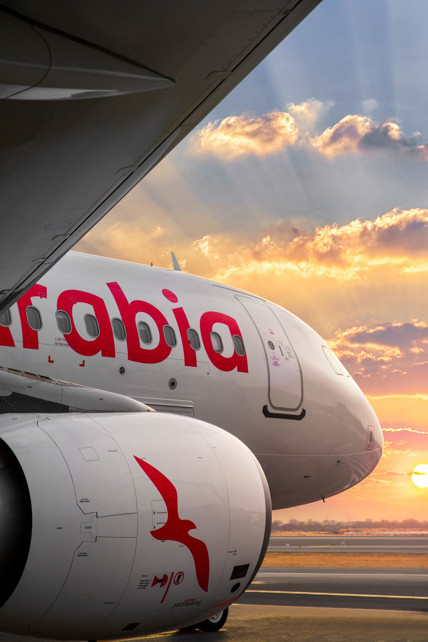 Close-up of Airline aircraft nose and fuselage at golden hour captured for branded content.