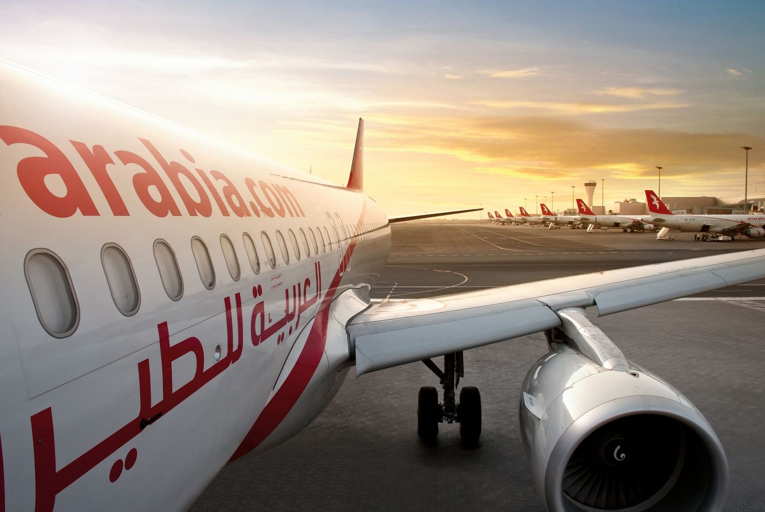 Aircraft photography on runway at golden hour shot for aviation marketing content.