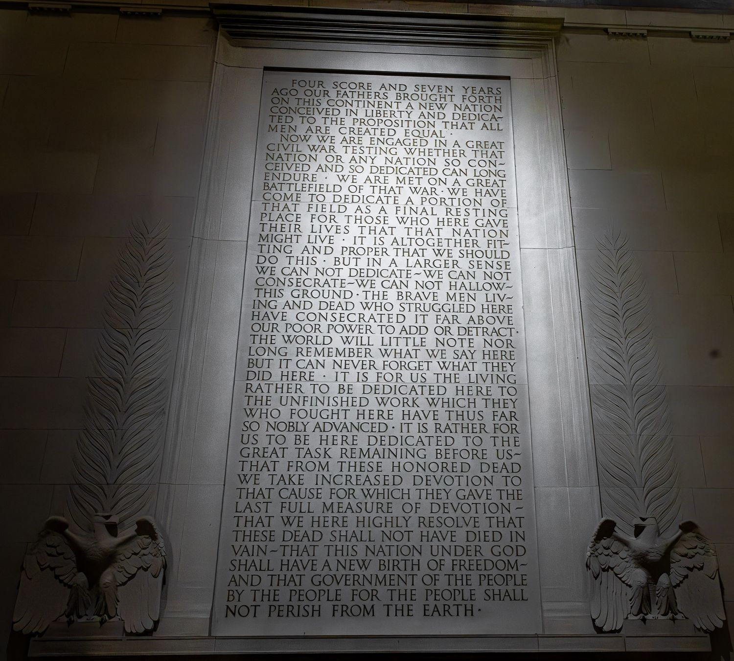 Gettysburg Address inscription at the Lincoln Memorial
