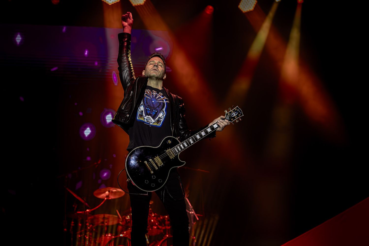 Guitarist of Voyage, the National Journey Tribute Band, performing live at Wind Creek Event Center in Bethlehem, PA.