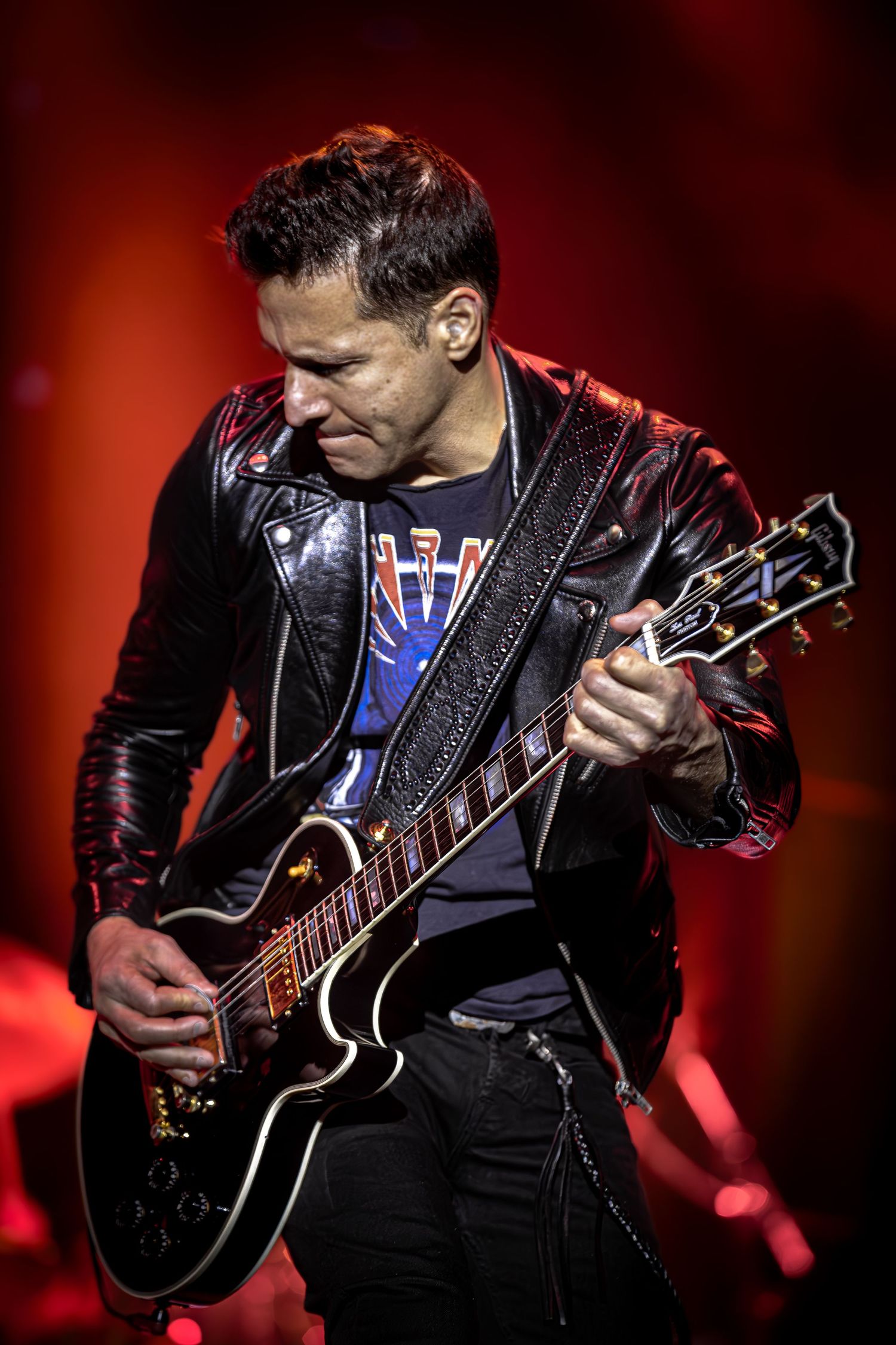 Guitarist of Voyage, the National Journey Tribute Band, performing live at Wind Creek Event Center in Bethlehem, PA.