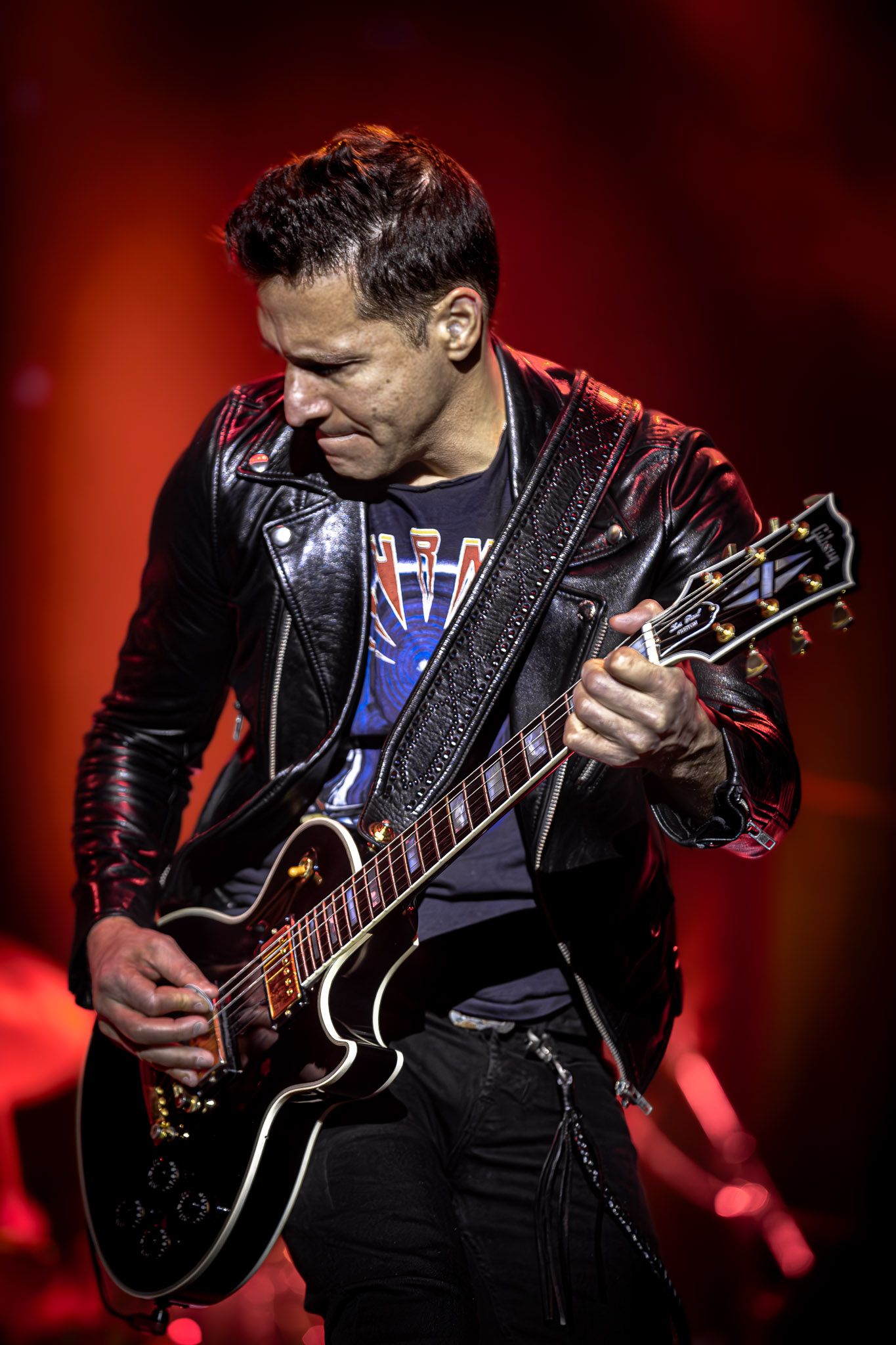 Guitarist of Voyage, the National Journey Tribute Band, performing live at Wind Creek Event Center in Bethlehem, PA.