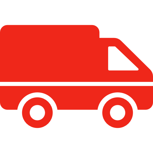 Red delivery truck icon symbolizing fast shipping and logistics services for e-commerce businesses.
