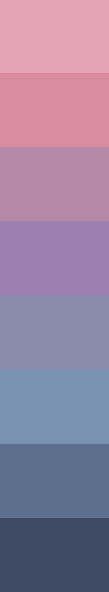 A gradient color palette transitioning from soft pink through mauve, purple, and blue-gray to deep navy blue.