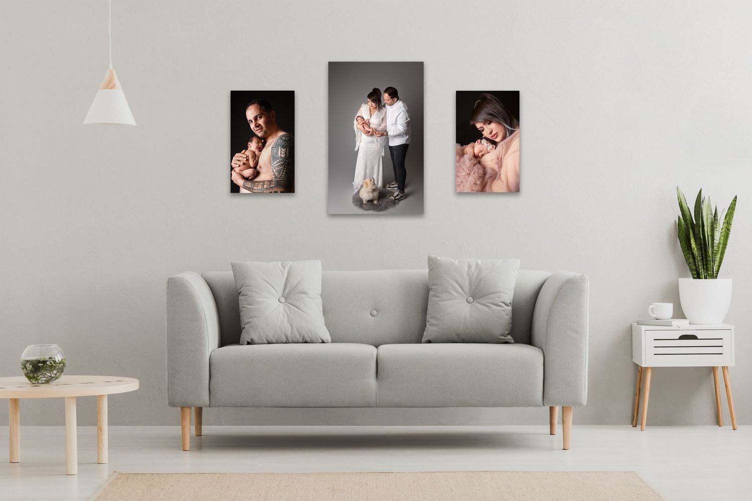 A striking set of three wall prints, beautifully grouped together to create a stunning, gallery style family display.