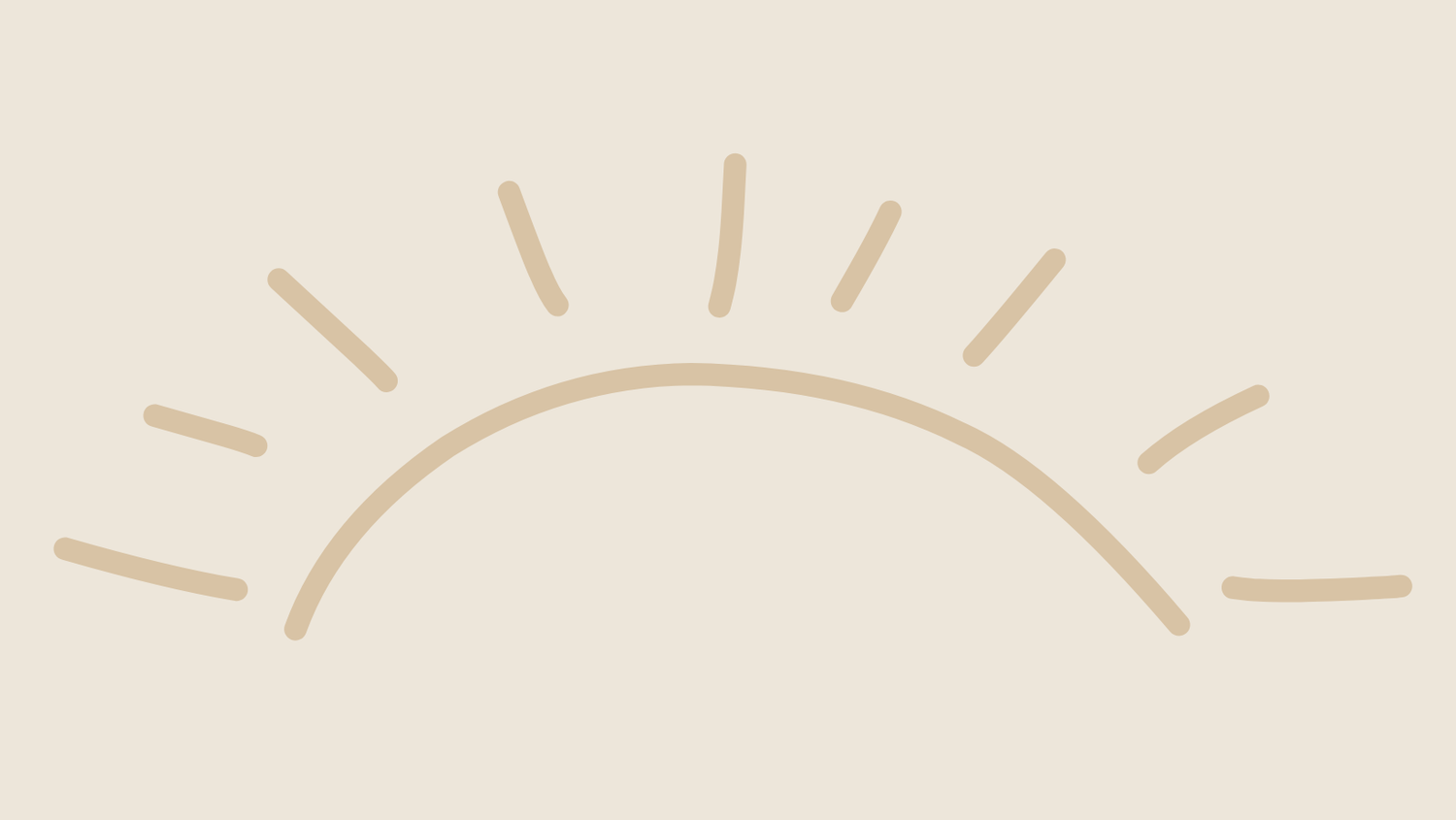 Minimalist sunrise design with radiating lines on beige background.