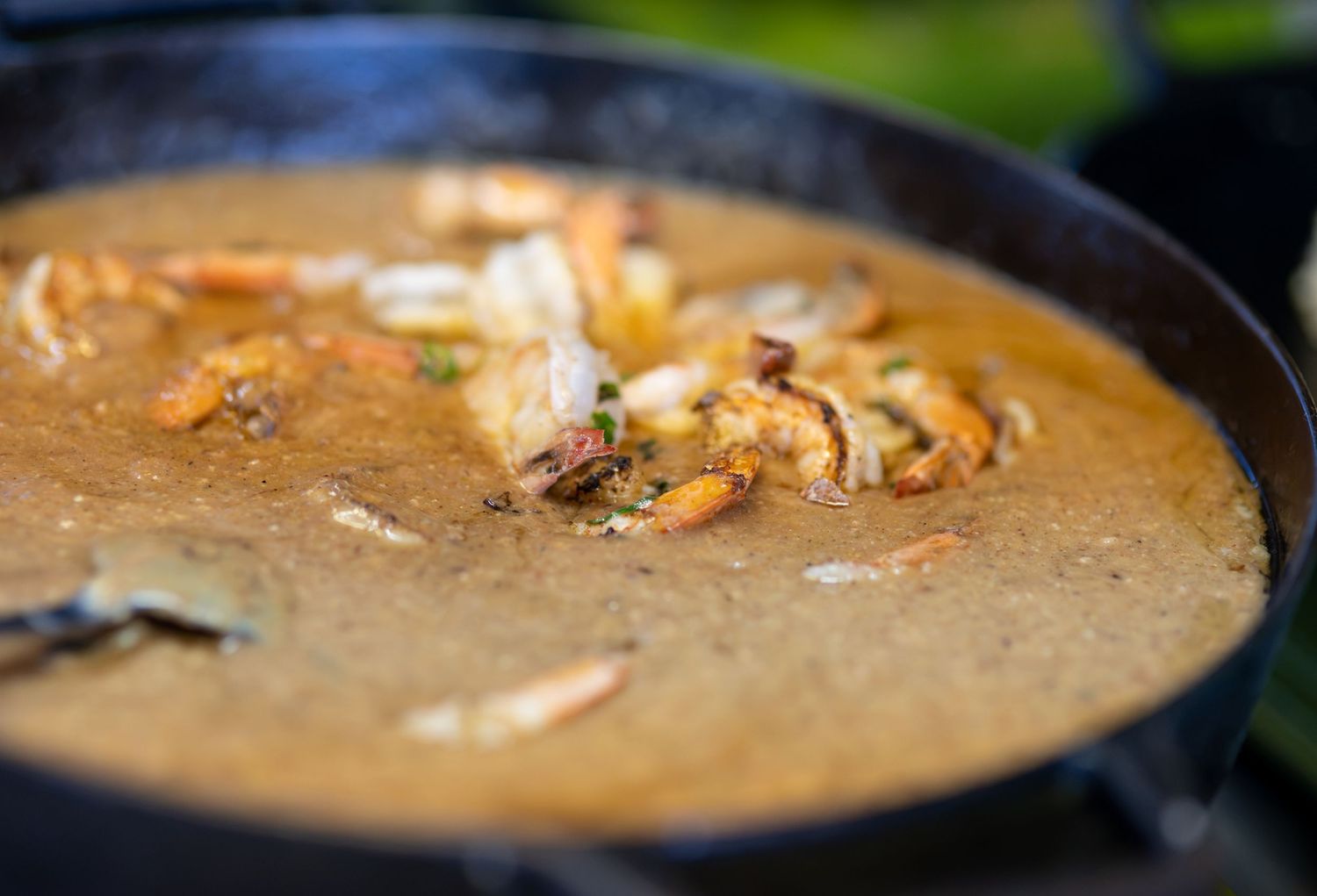 shrimp dish being cooked in a high detail close shot