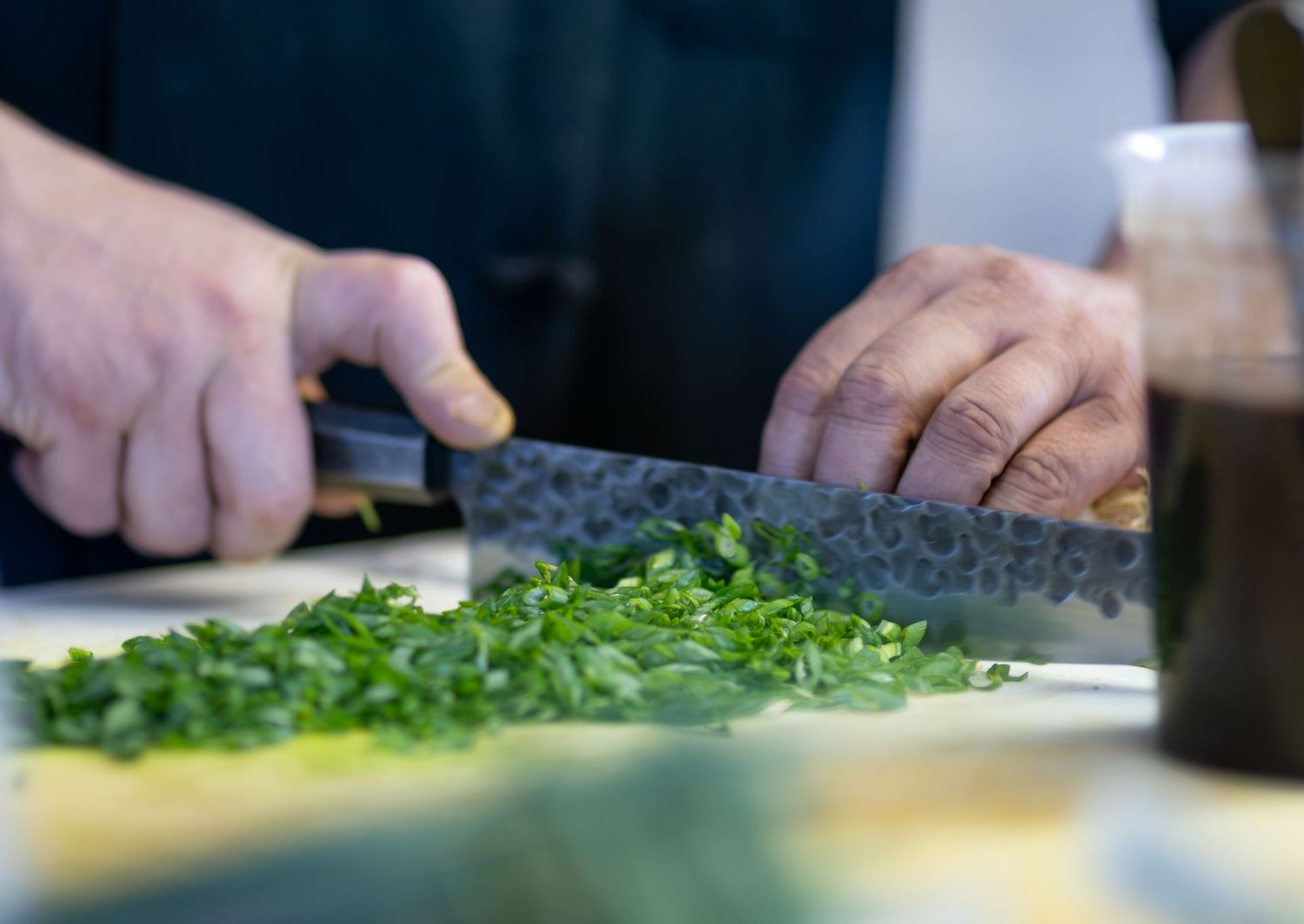 chopping scallions
