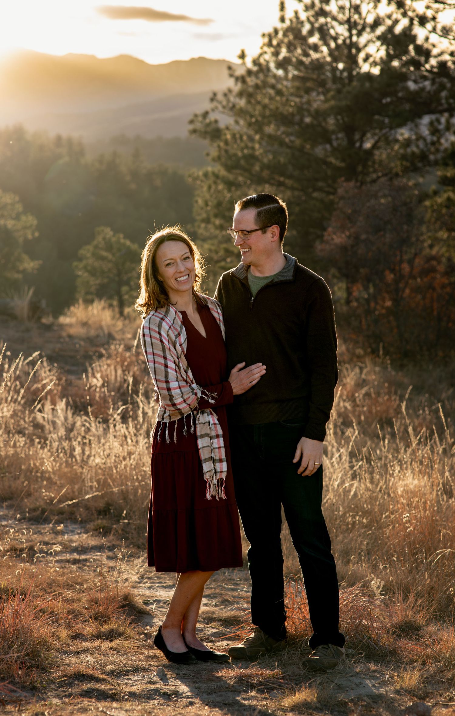 couple at golden hour at ute valley park in colorado springs