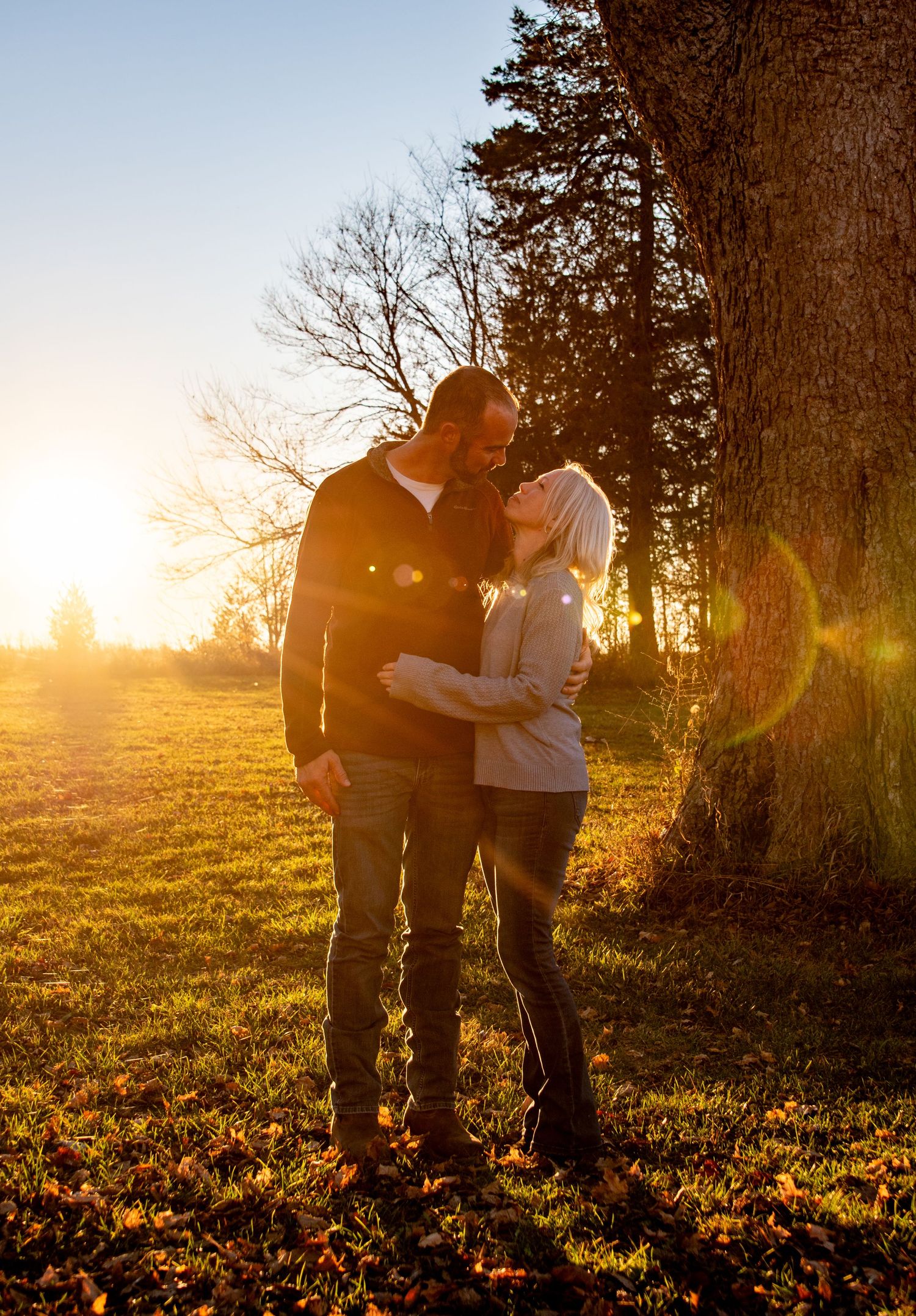 Couple looking at each other at golden hour