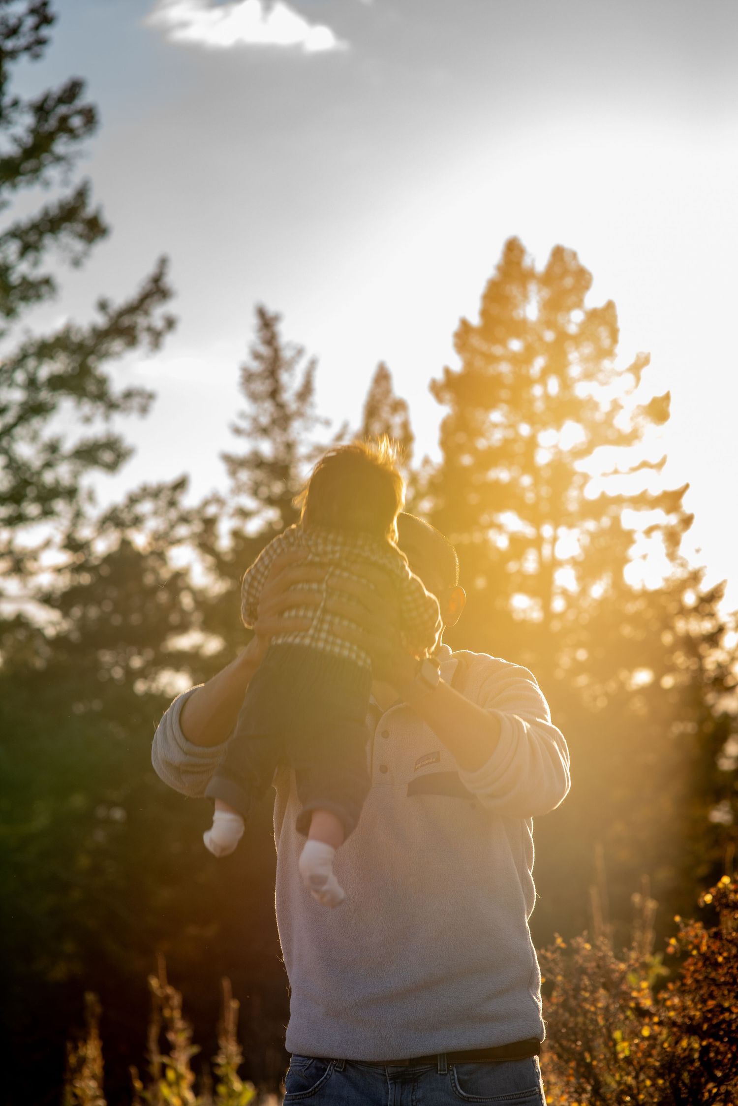 Dad and baby at Mt. Falcon Park in Jefferson County, CO