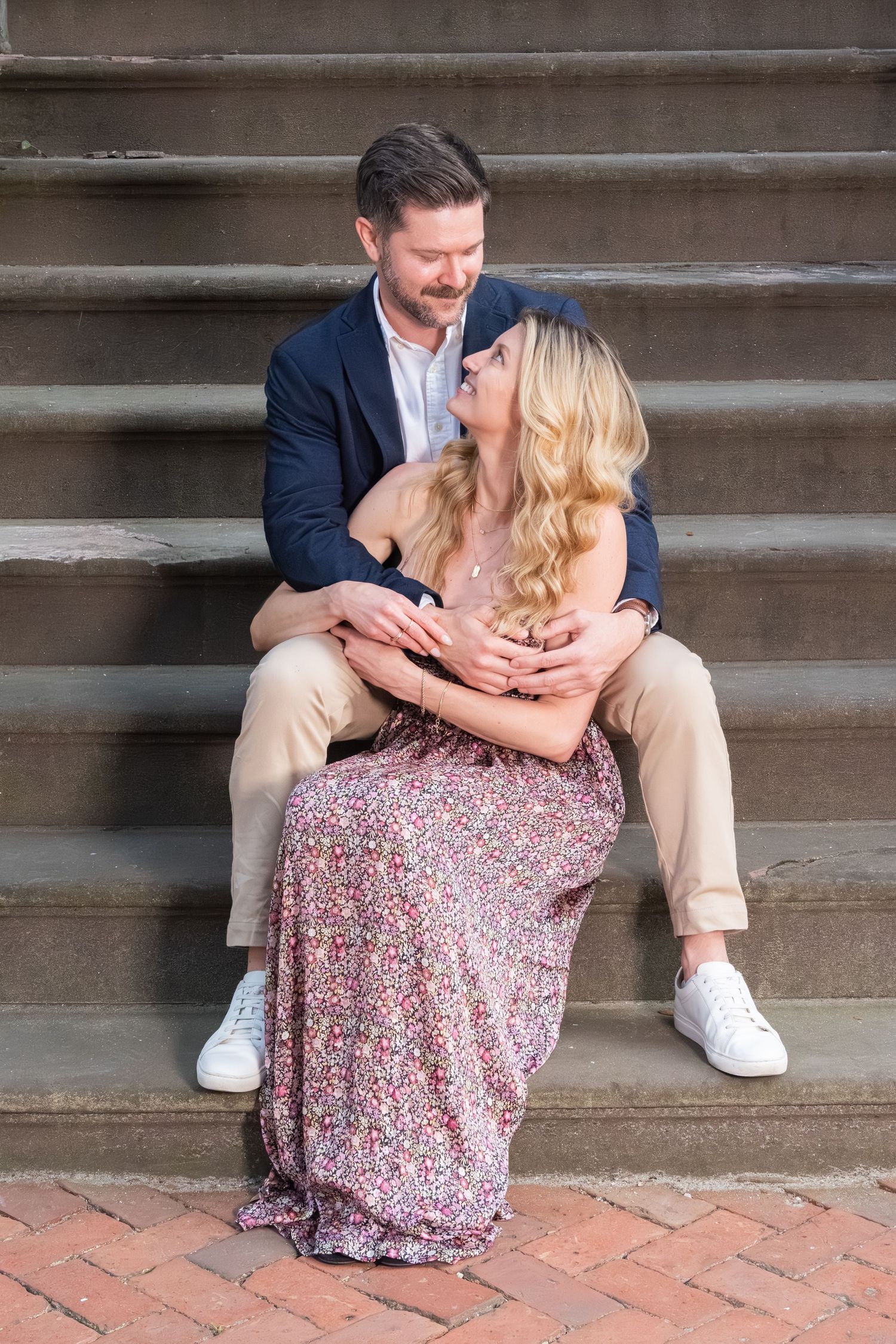 Romantic couples photography photo session Monterey Square Savannah Georgia