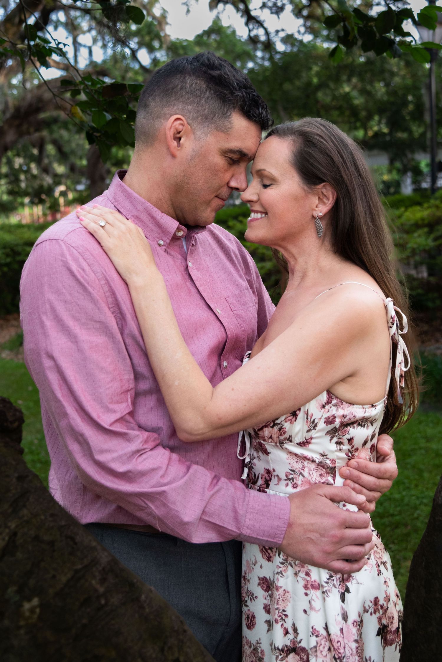 Romantic couples photography photo session Forsyth Park Savannah Georgia